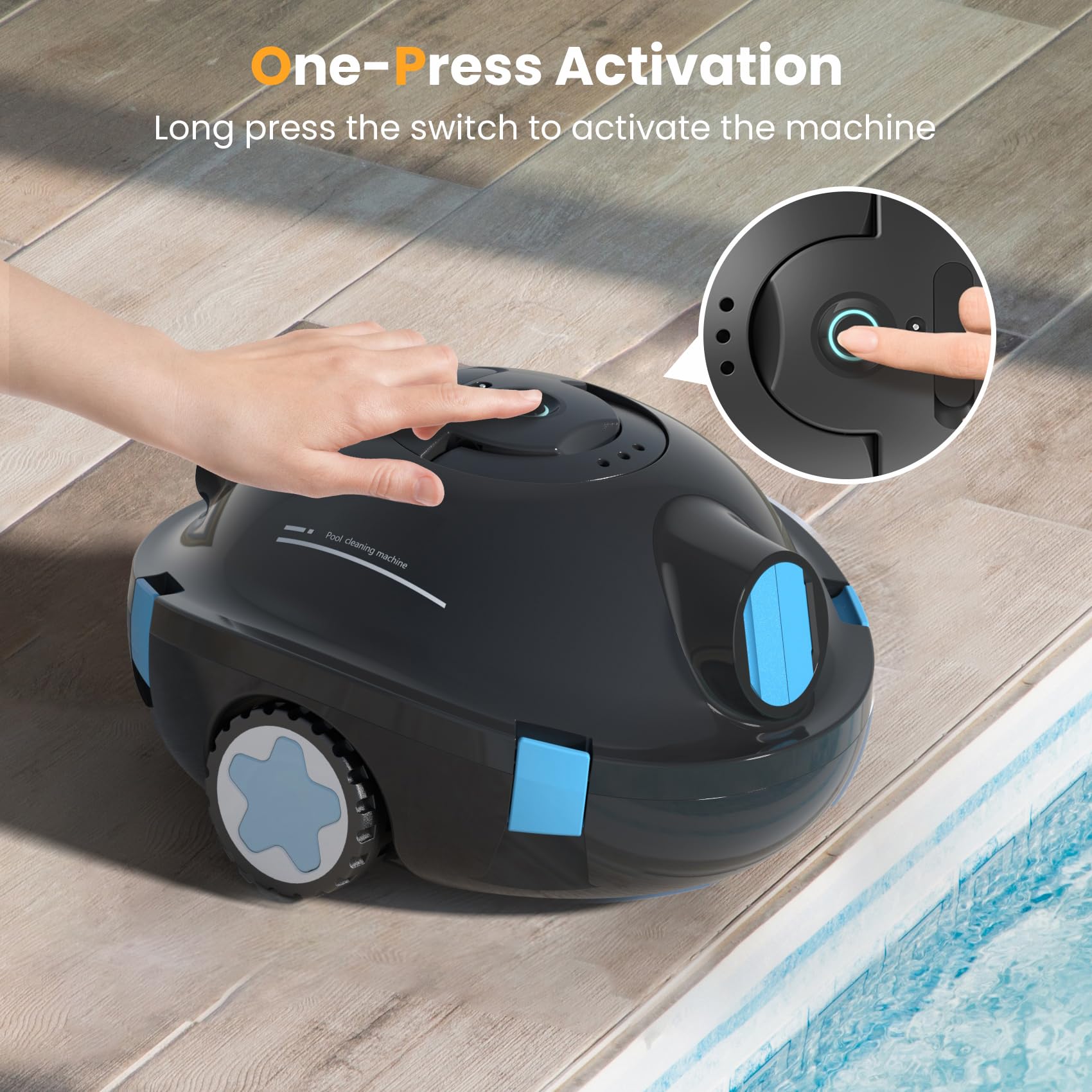 Cordless Robotic Pool Cleaner - Automatic Powerful Pool Vacuum with 90 Min Runtime & Self-Parking | Ideal for Flat Above/In-Ground Pools up to 65 Feet | Perfect for Backyard, Vacation Homes & Commercial Pools