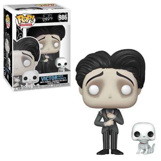 Corpse Bride Victor Van Dort with Scraps Funko Pop! Vinyl Figure #986 - Collectible Movie Character Toy for Halloween Decor & Tim Burton Fans