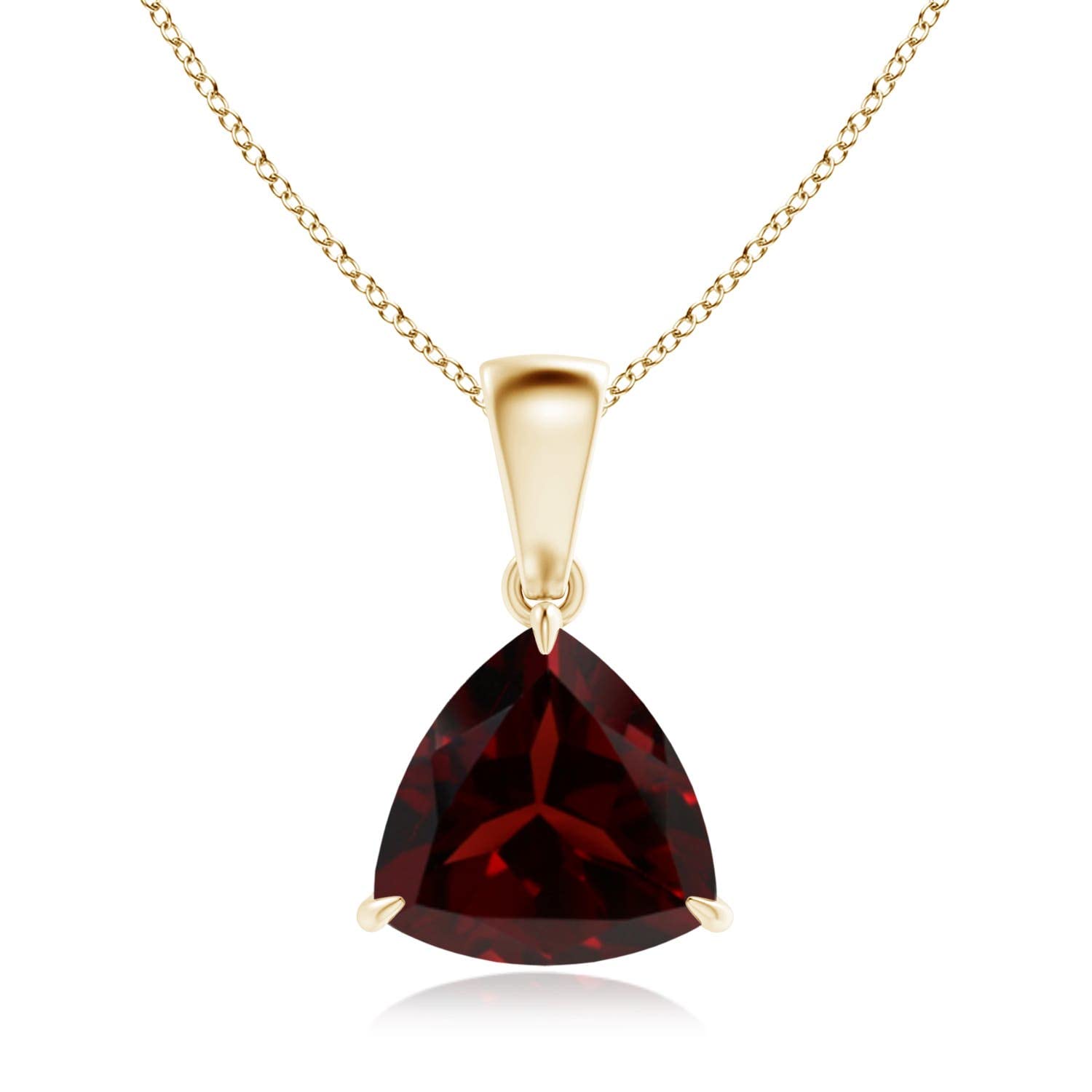 Angara Natural Claw-Set Trillion Garnet Solitaire Pendant in 14K Solid Gold/Platinum | January Birthstone Jewelry, Birthday Gift for Her, Engagement Ring Alternative, Anniversary & Wedding Present - Perfect for Valentine's Day, Mother's Day & Special Occasions