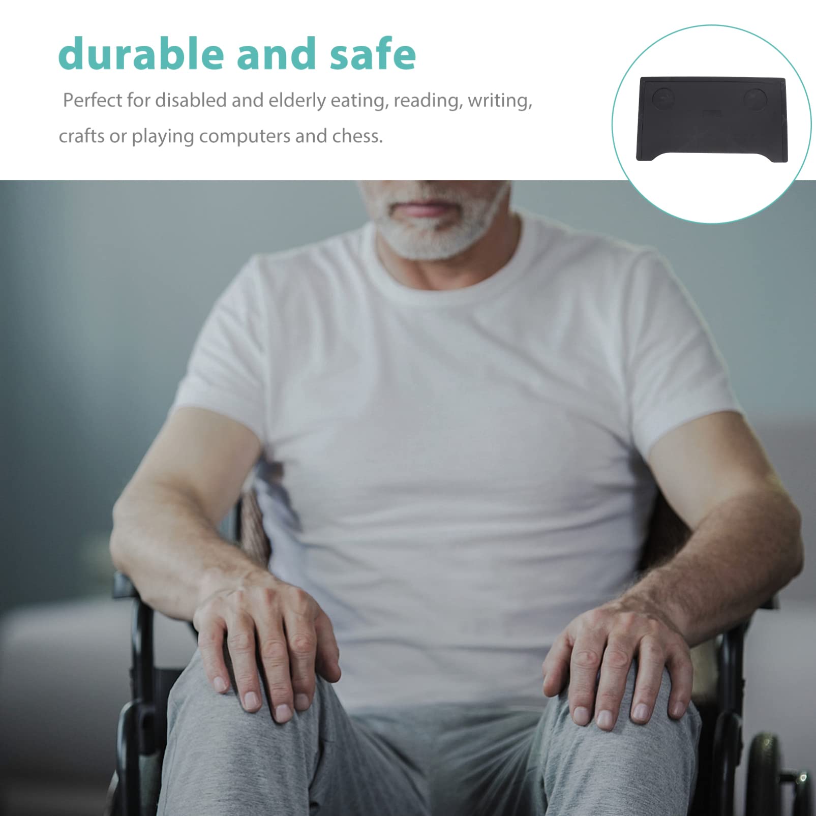Detachable Wheelchair Tray with Cup Holder - Adjustable Dining Table for Seniors & Elderly - Walker Accessory for Meals, Reading & Daily Activities