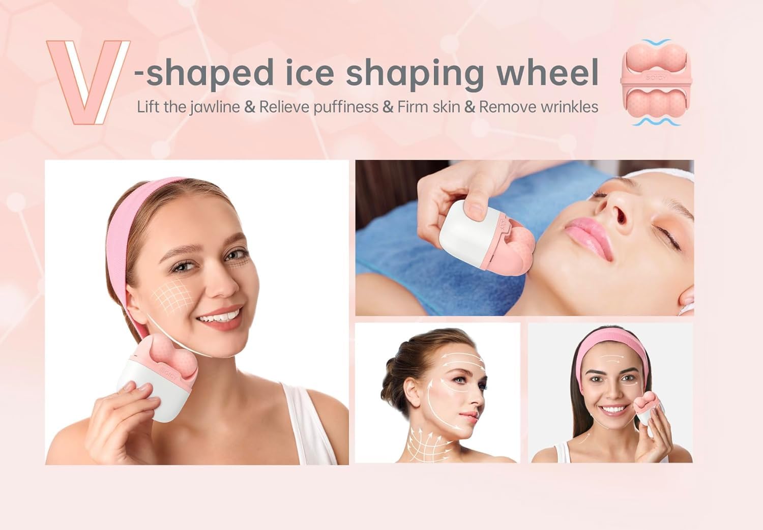 GION 2-in-1 Facial Massager Roller for Face & Neck - Reduces Wrinkles, Puffiness & Pain Relief - Includes Travel Case - Beauty Treatment Tool for Women & Men - Perfect for Home Spa & Skincare Routine
