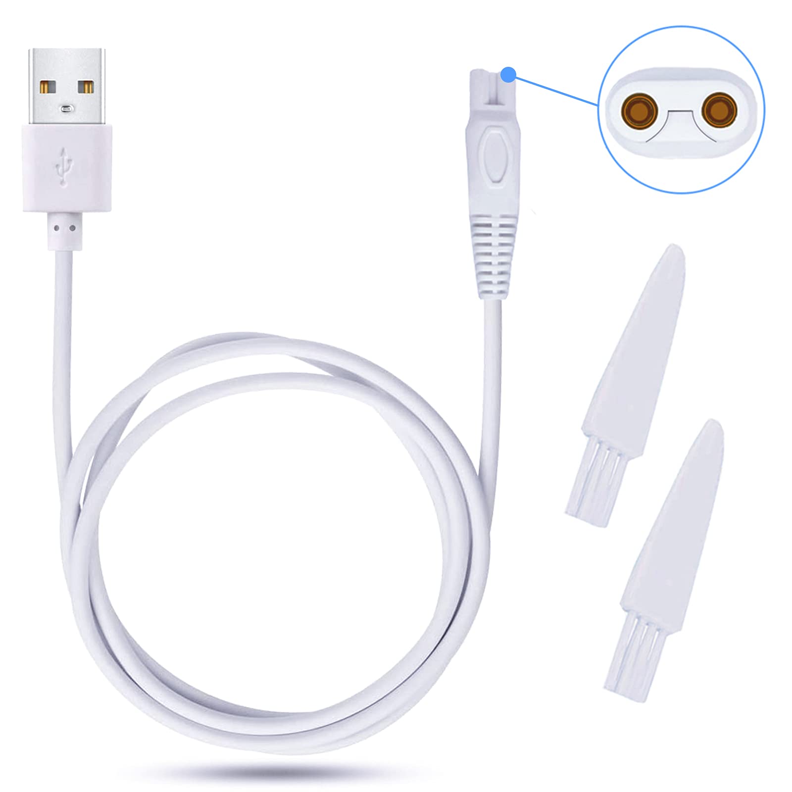 Replacement USB Charger for Finishing Touch Flawless Legs & Body Rechargeable Women's Shaver - 5V Power Cord for Ladies Trimmer - Perfect for Travel, Home & Salon Use