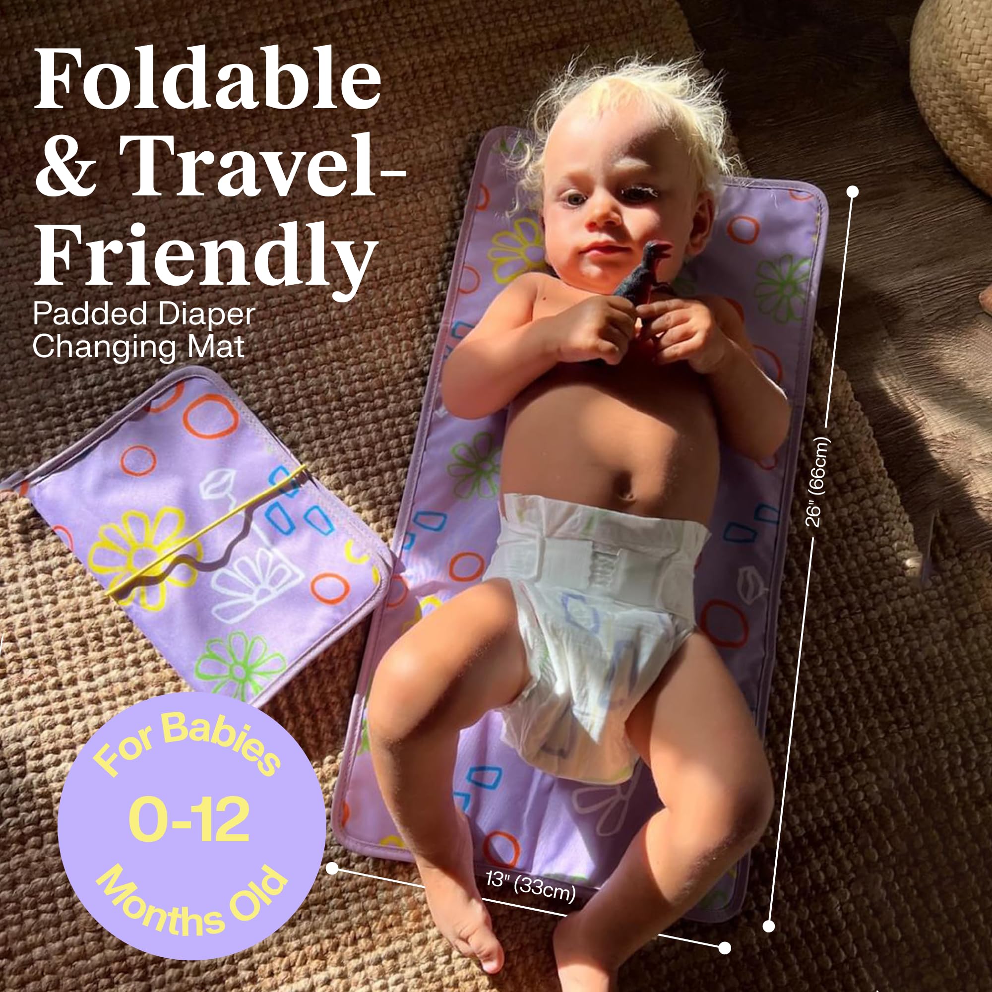 Portable Diaper Changing Pad - Foldable, Waterproof Baby Changing Mat with Wet Wipes Pouch | Travel Changing Pad for Newborns | Perfect for Diaper Bags, On-the-Go Parents & Nursery Essentials | Ideal for Home, Travel, Daycare & Outdoor Use