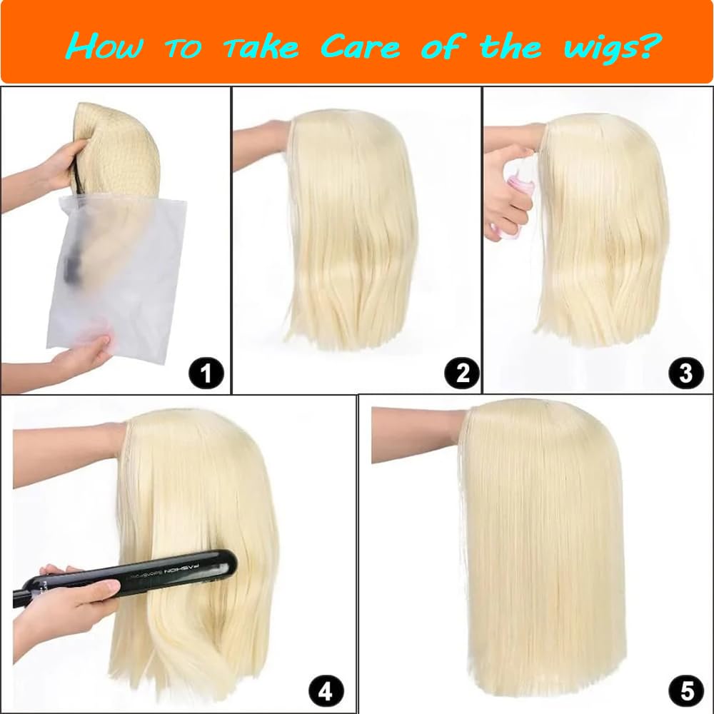 613 Blonde Bob Wig Human Hair 16 Inch Lace Front Wig - 13x4 Straight Frontal Wigs with 180% Density | Short Bob Wigs for Black Women | Perfect for Daily Wear, Cosplay & Special Occasions