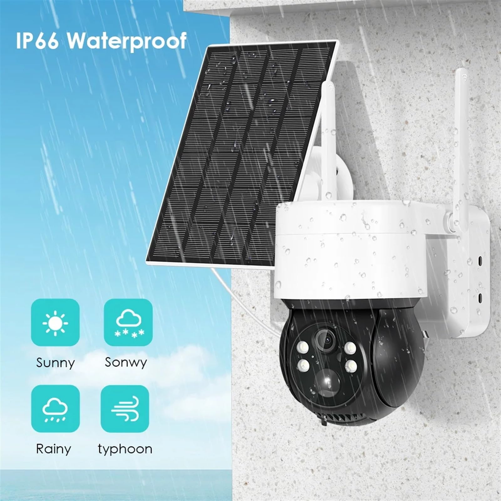 JOLIANE 2MP Solar CCTV Camera - Outdoor PTZ Security with Night Vision for Home Surveillance (WiFi Only)