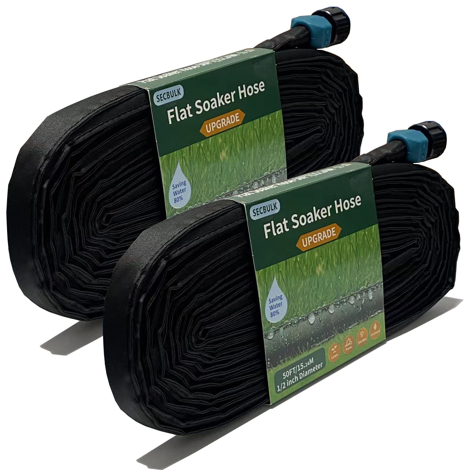2024 Flat Soaker Hose 100 ft - Expandable Garden Drip Irrigation System (50ft x 2 Linkable) for Efficient Watering | Perfect for Vegetable Gardens, Flower Beds & Lawn Care