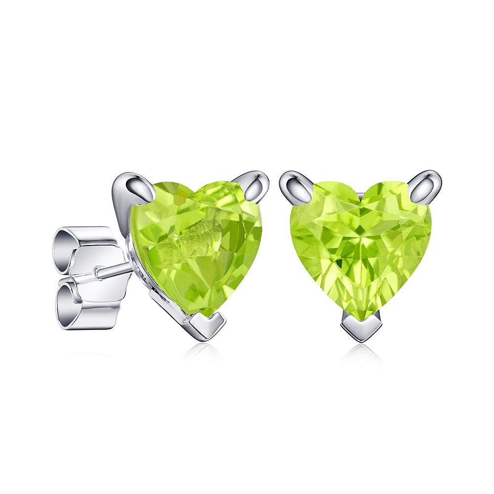 1 CT Heart Shaped Birthstone Stud Earrings - Genuine Gemstone Jewelry for Women, Perfect Gift for Anniversary, Valentine's Day & Mother's Day - Elegant Everyday Wear & Special Occasions