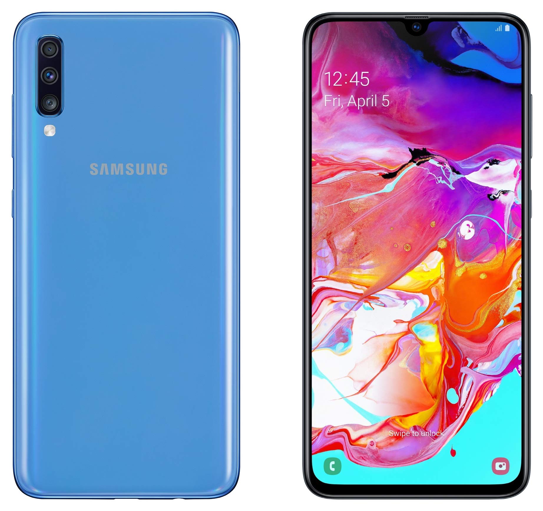 Samsung Galaxy A70 A705M 128GB Unlocked Smartphone - Dual SIM, 32MP Dual Camera, Android Phone - Blue (Renewed) | Perfect for Travel, Photography & Business Use