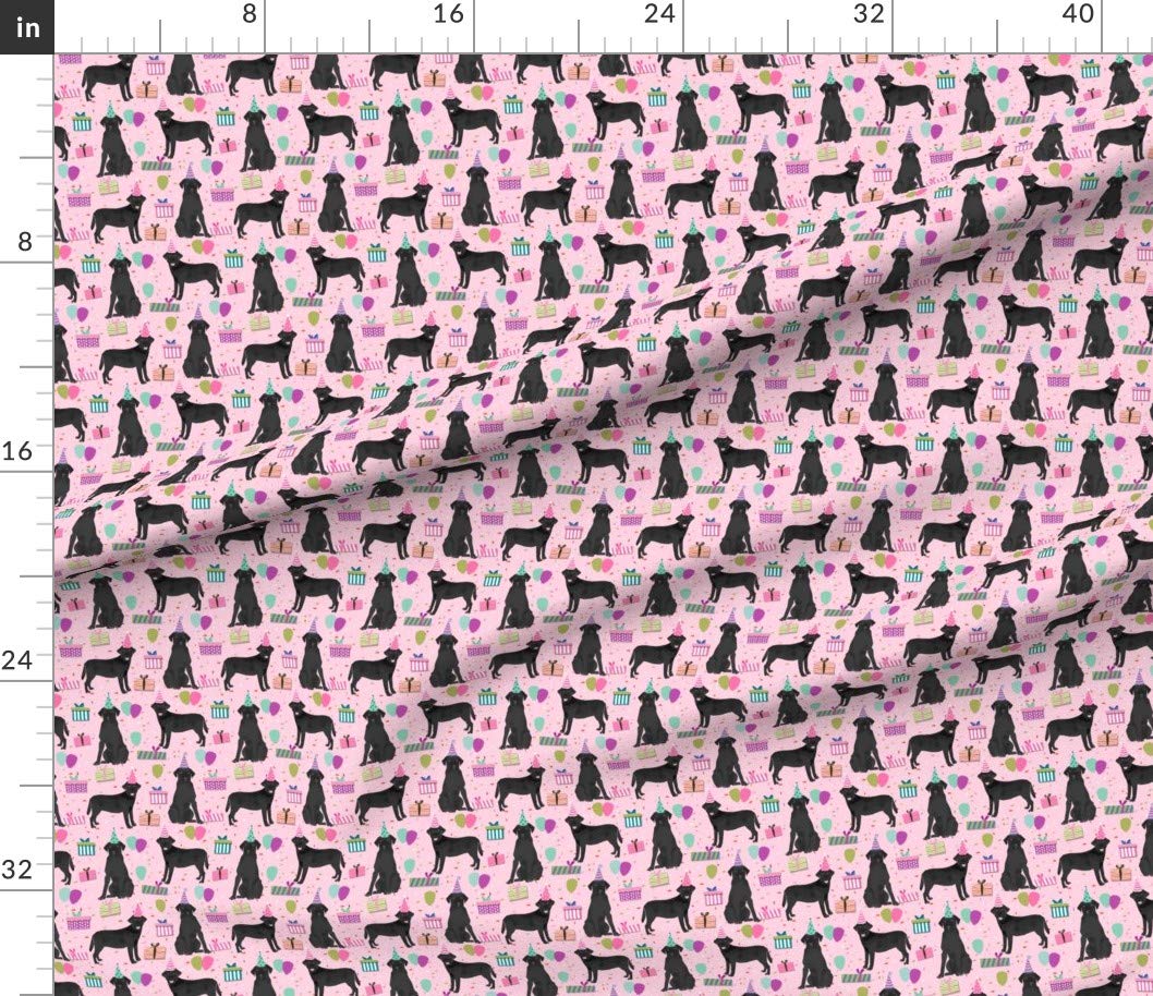 Black Lab Birthday Party Dog Breed Labrador Retriever Printed Petal Signature Cotton Fabric - Fat Quarter for Sewing, Quilting, Apparel & Crafts - Perfect for Dog-Themed Decorations and DIY Pet Accessories