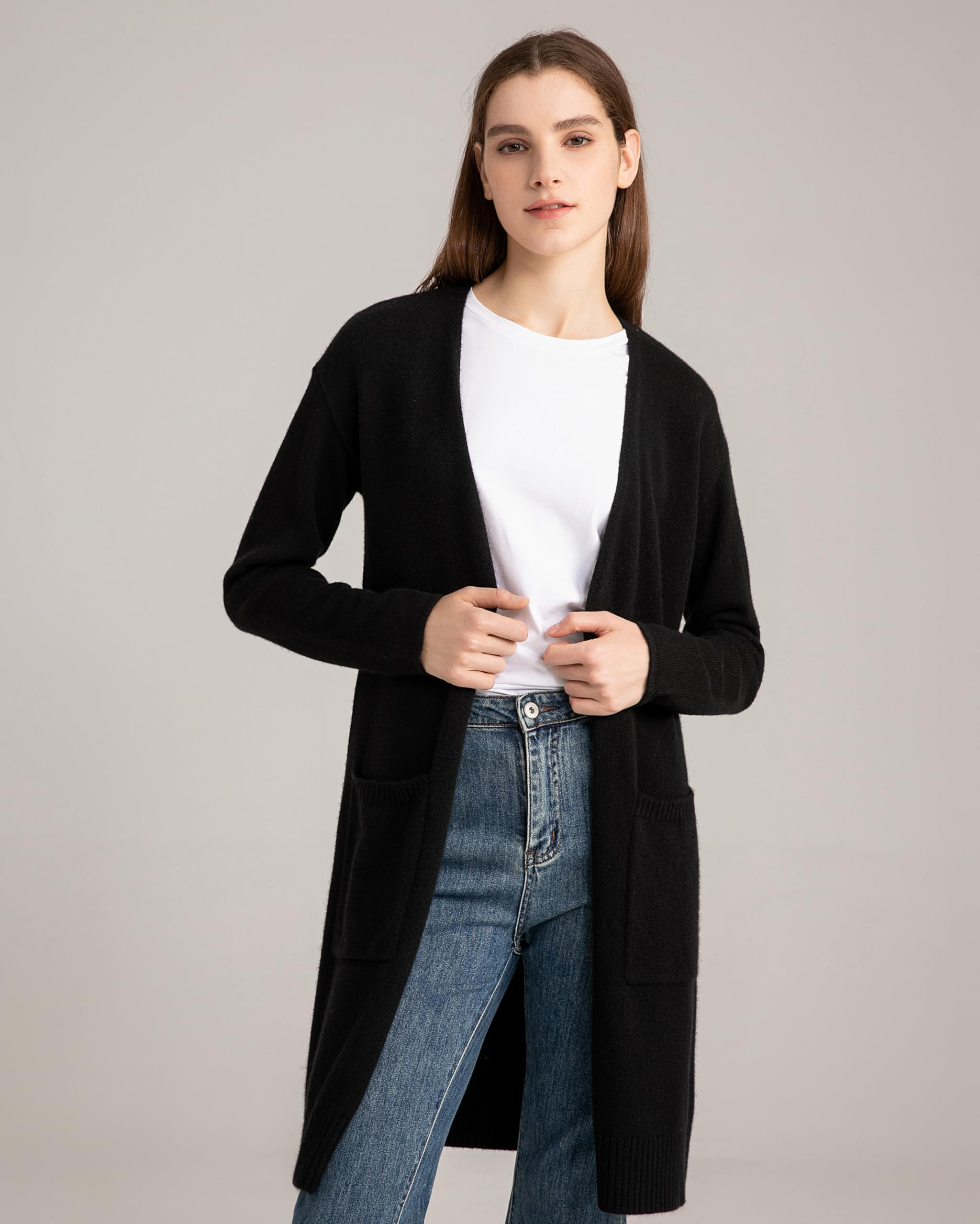 100% Pure Cashmere Long Cardigan Sweater for Women - Soft Warm Winter Cashmere Sweater with Pockets | Perfect for Office, Travel & Cozy Home Wear