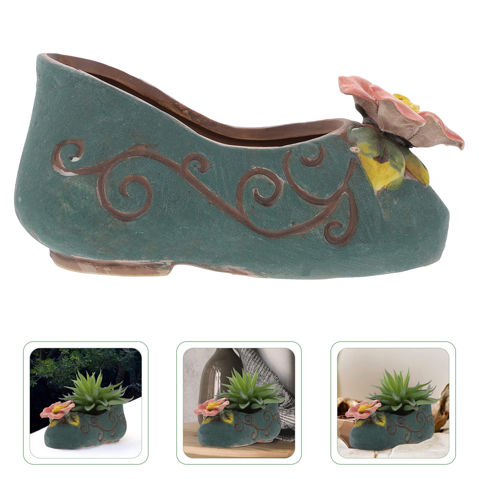 Angoily Ceramic Shoe-Shaped Flower Pot Planter for Succulents & Cactus - Mini Decorative Home & Garden Decor - Perfect for Indoor Plants, Office Desk, and Gift Ideas