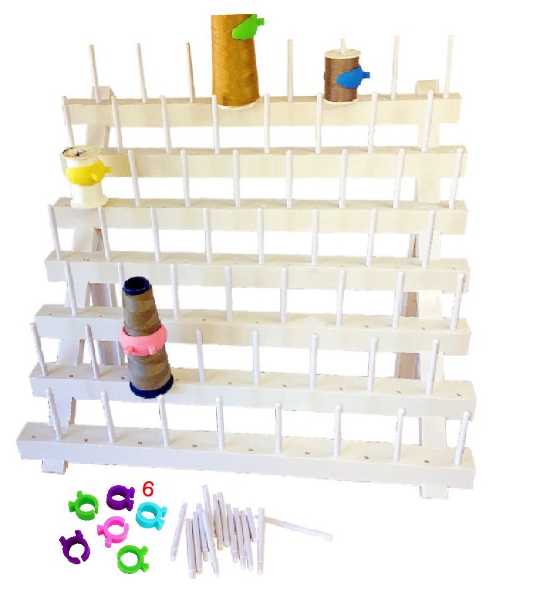 PeavyTailor Thread Rack Holder - 70 Removable Pins Foldable Sewing Organizer Stand (40.5x40cm) for Thread Cones, Embroidery Spools & Quilting Skeins Storage - Perfect for Sewing Rooms, Craft Stations & Quilting Workshops