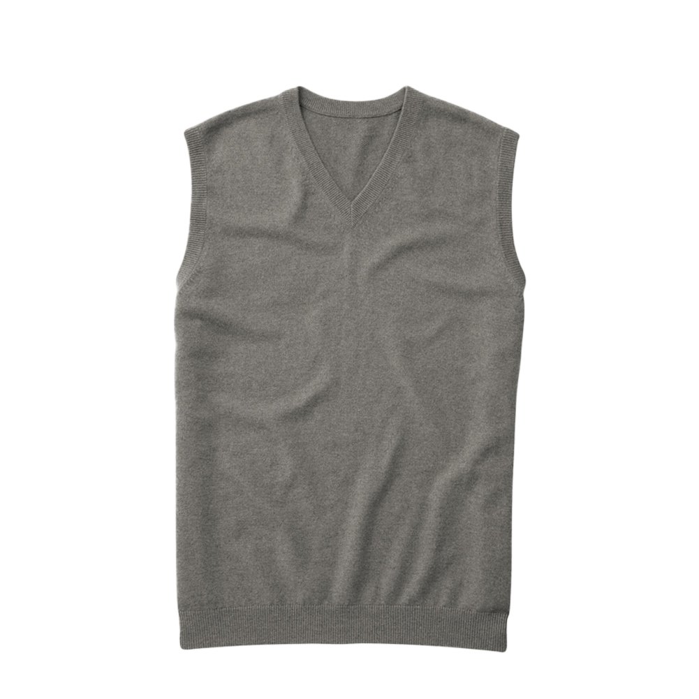 Parisbonbon Men's 100% Cashmere V-Neck Sweater Vest - Light Gray 3XS | Ultra Soft Winter Layering Piece for Office & Casual Outfits