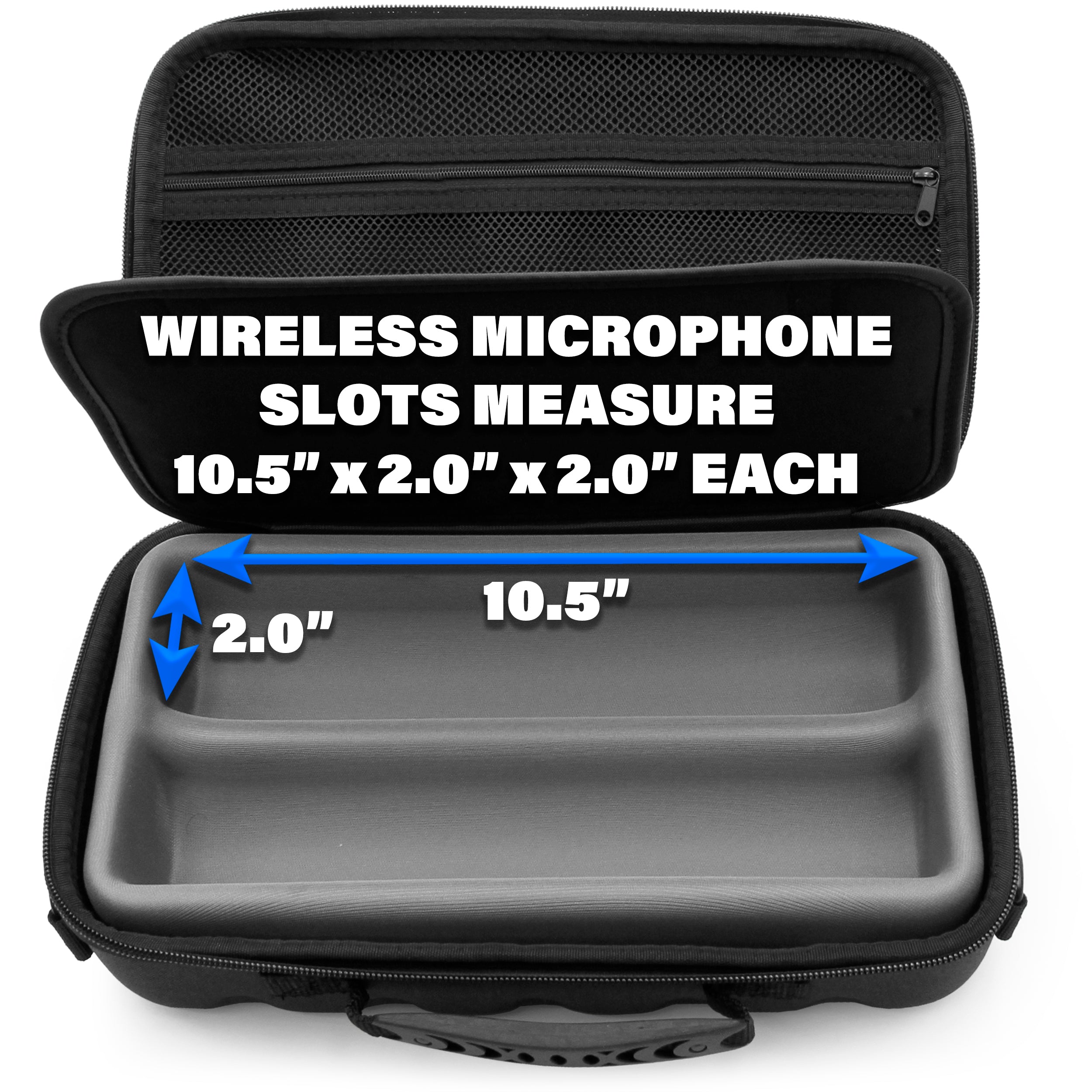 CASEMATIX Wireless Microphone Case - Durable Storage for Sennheiser, Shure & More Handheld Mics - Includes Shoulder Strap - Perfect for Live Performances, Studio Recording & Travel Protection