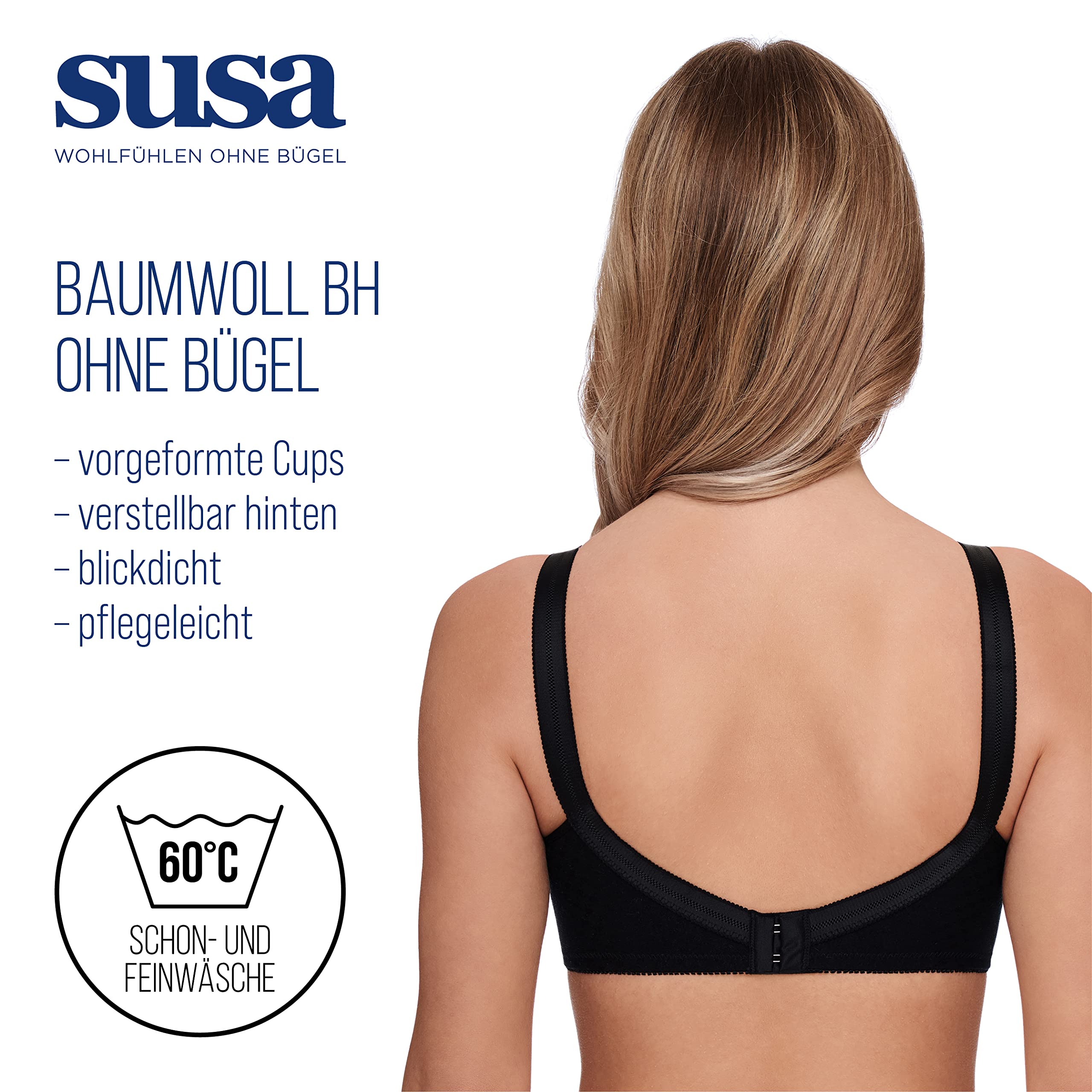 SUSA Women's Full Figure Non-Wired Seamless Bra 9638 - Comfortable Wireless Support for Plus Size Women | Perfect for Everyday Wear, Yoga & Lounge