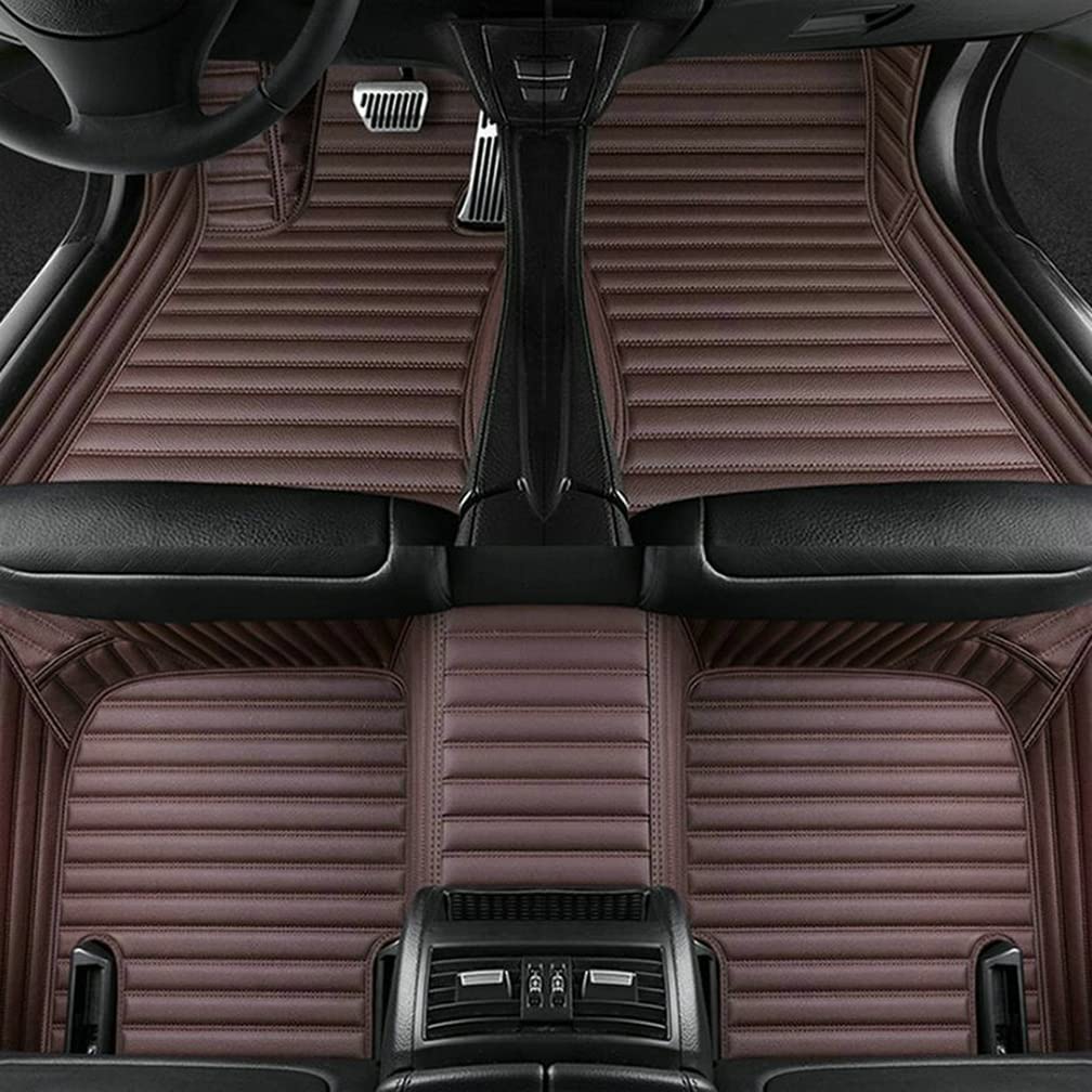 Custom Personalized Diamond Leather Car Floor Mats for SUVs & Trucks - Model-Specific Fit (Brown Stripes) | Luxury Interior Upgrade & All-Weather Protection