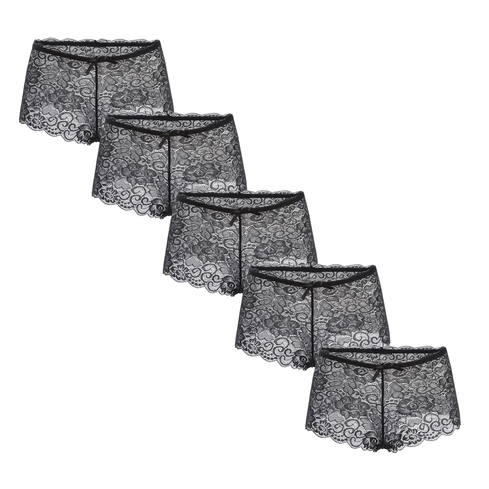 **5-Piece Ultra Soft Seamless Lace Bikini Underwear Set for Women - Comfortable & Breathable Panties - Perfect for Travel, Gym & Everyday Wear**