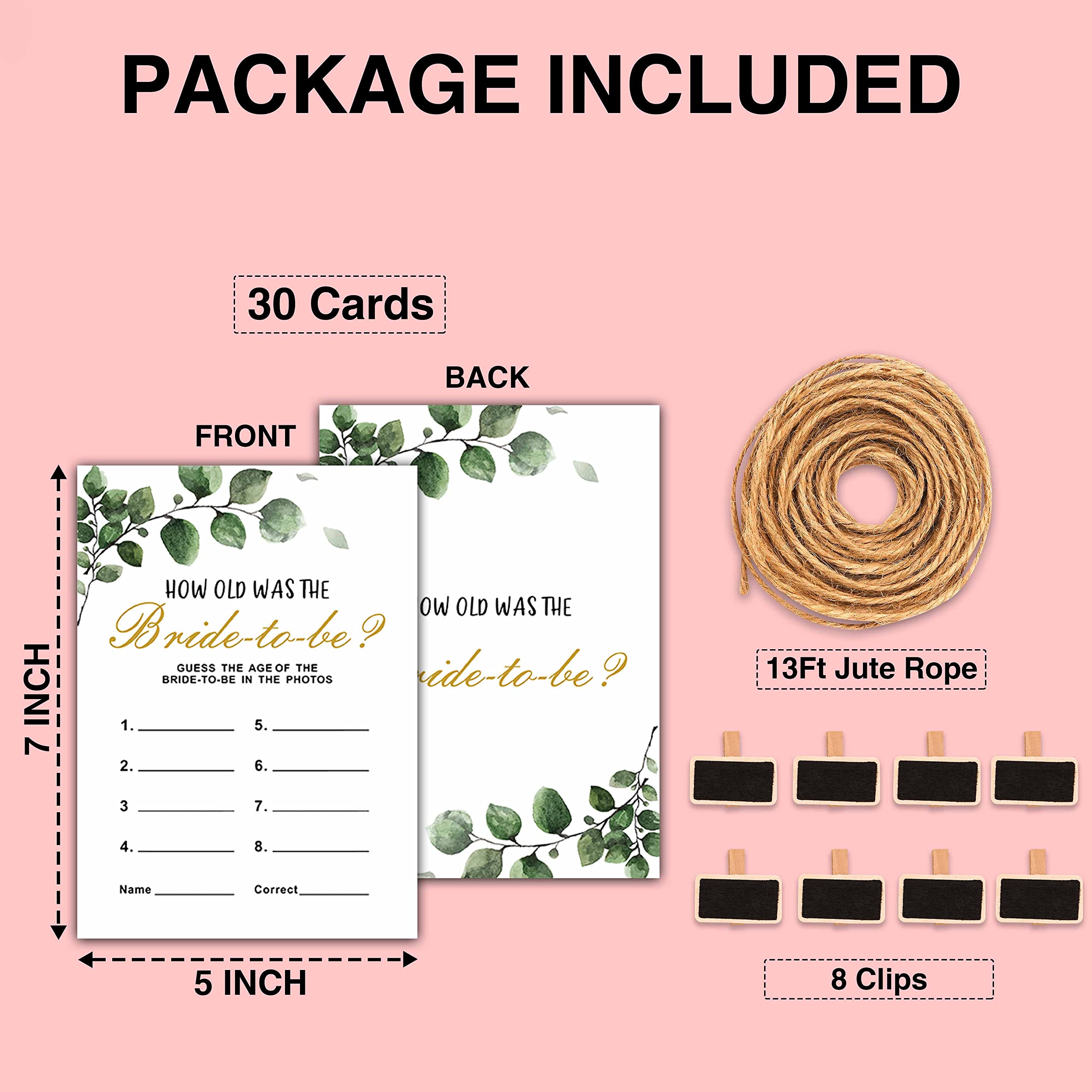 30 Fun Bridal Shower Game Cards Set - How Old Was The Bride Bachelorette Party Games for Wedding Showers & Bachelorette Parties - Perfect for Wedding Celebrations, Girls Night Out and Bridal Events