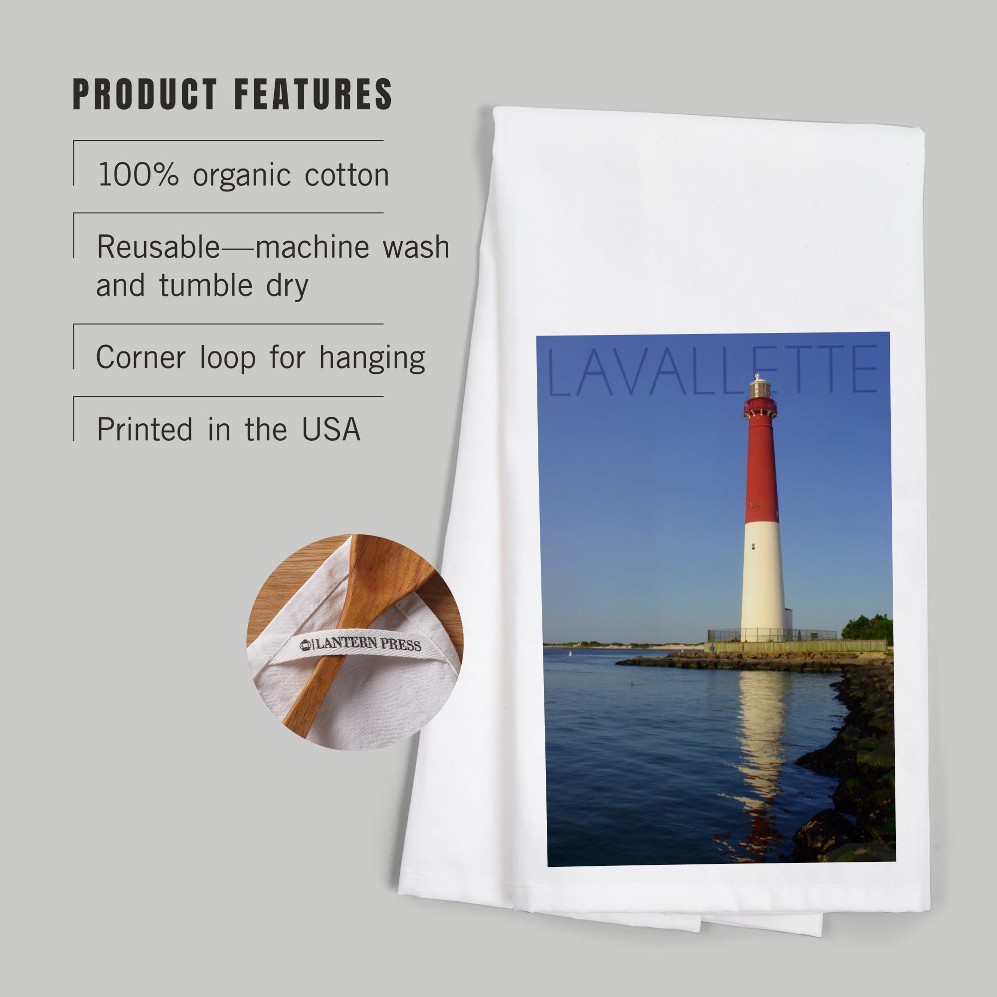 Barnegat Lighthouse Close Up Tea Towel - 100% Cotton Decorative Hand Towel for Kitchen & Home - Perfect for Coastal Decor, Dish Drying & Gift Giving