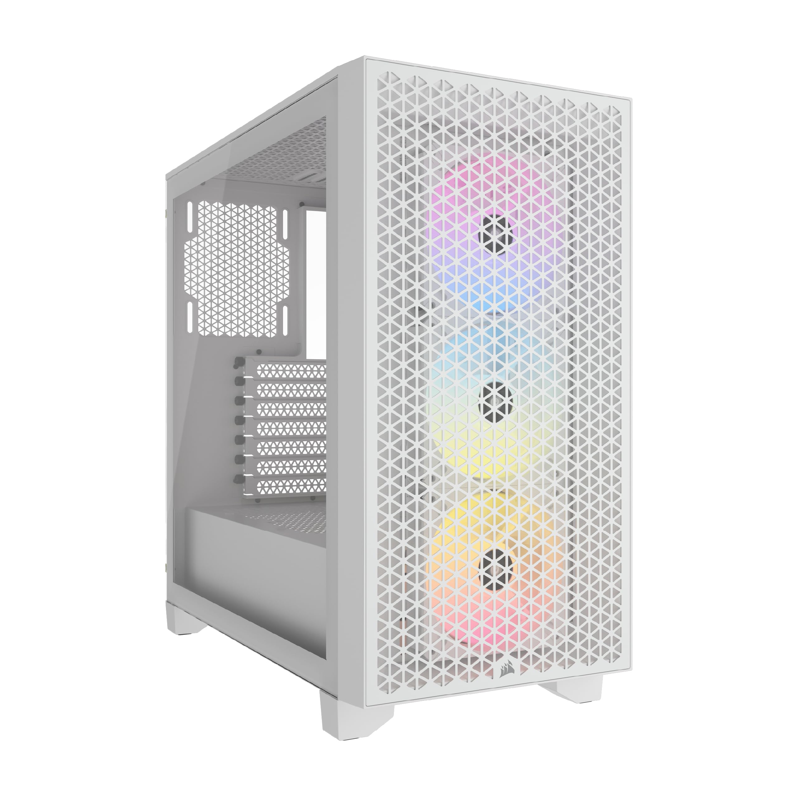 CORSAIR 3000D RGB Airflow Mid-Tower PC Case - 3X AR120 RGB Fans, Triple GPU Support, High-Airflow Design, Fits 8X 120mm Fans - White Gaming PC Case for Home & Office Use, Perfect for Gaming Rigs & Workstations