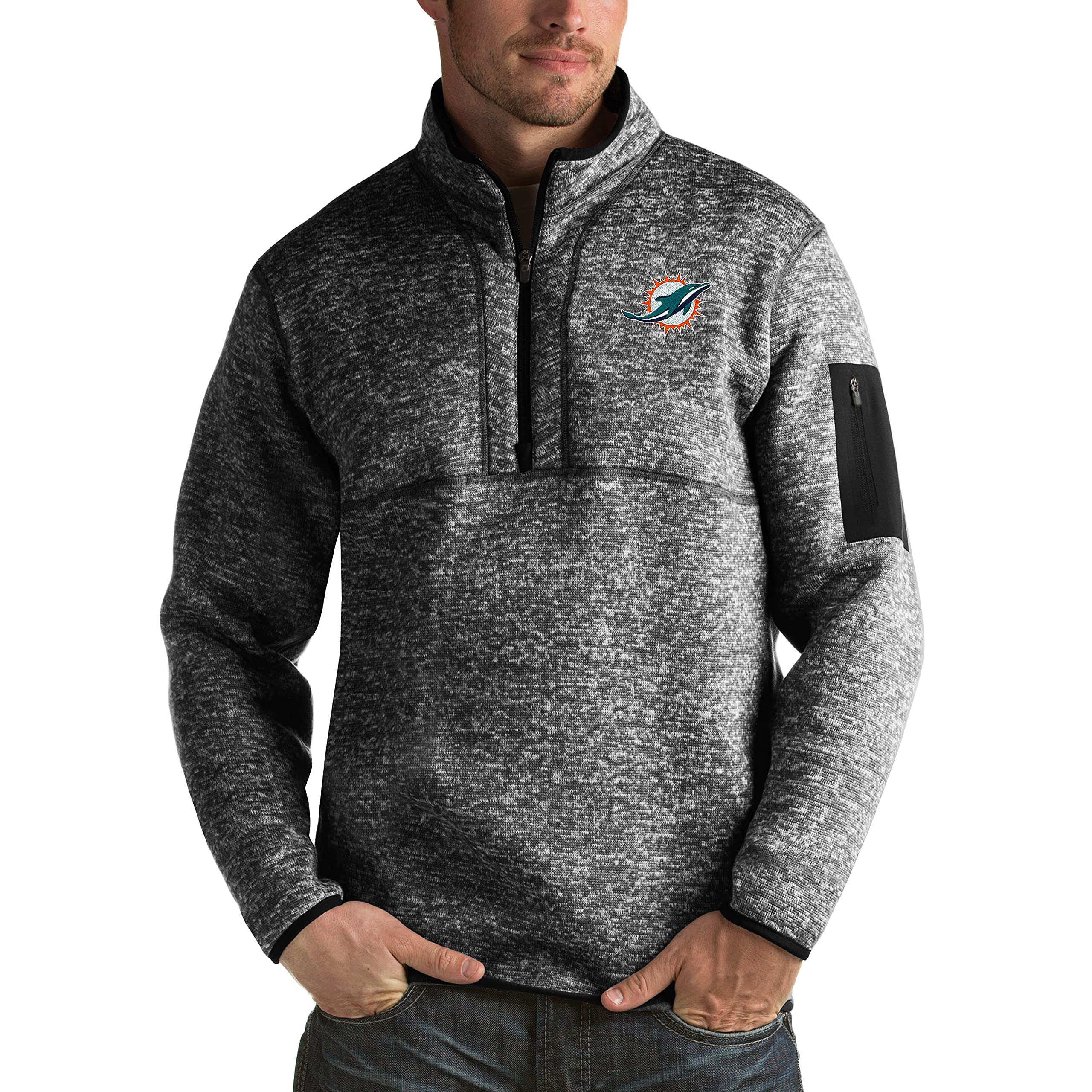 Antigua Men's NFL Fortune Big & Tall Quarter-Zip Pullover Jacket - Official Licensed Football Outerwear for Game Day & Casual Wear