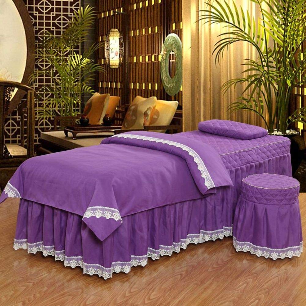 Premium Massage Table Sheet Set with Face Rest Hole - 60x180cm (24x71inch) Spa Bed Cover & Fitted Skirt for Beauty Salon, Massage Therapy, and Relaxation Treatments