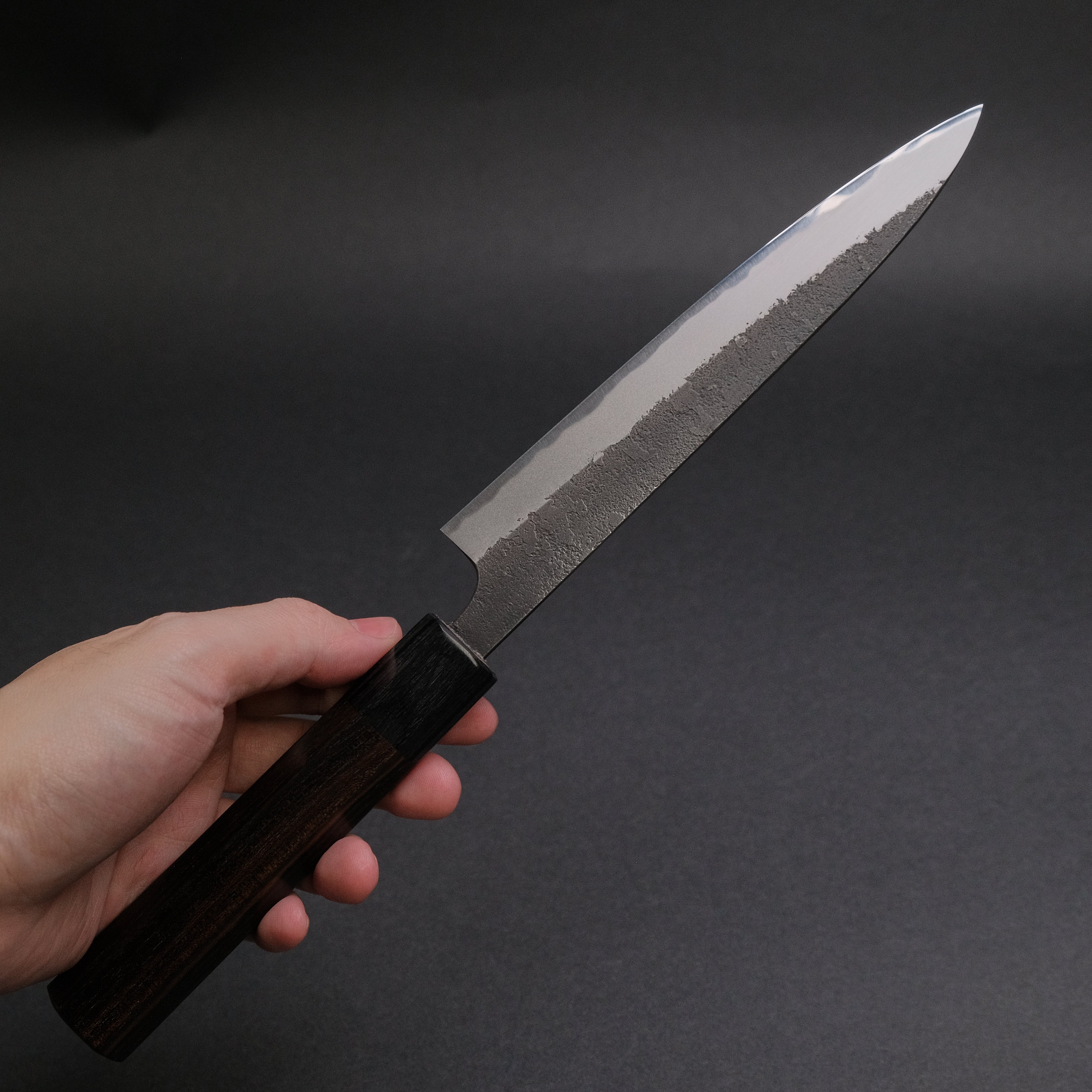 Premium Akifusa Wakui Kurouchi Nashiji Blue #2 Petty Knife 165mm - Handcrafted Japanese Chef Knife with Ebony Wood Handle - Perfect for Slicing, Dicing & Precision Cutting in Professional Kitchens & Home Cooking