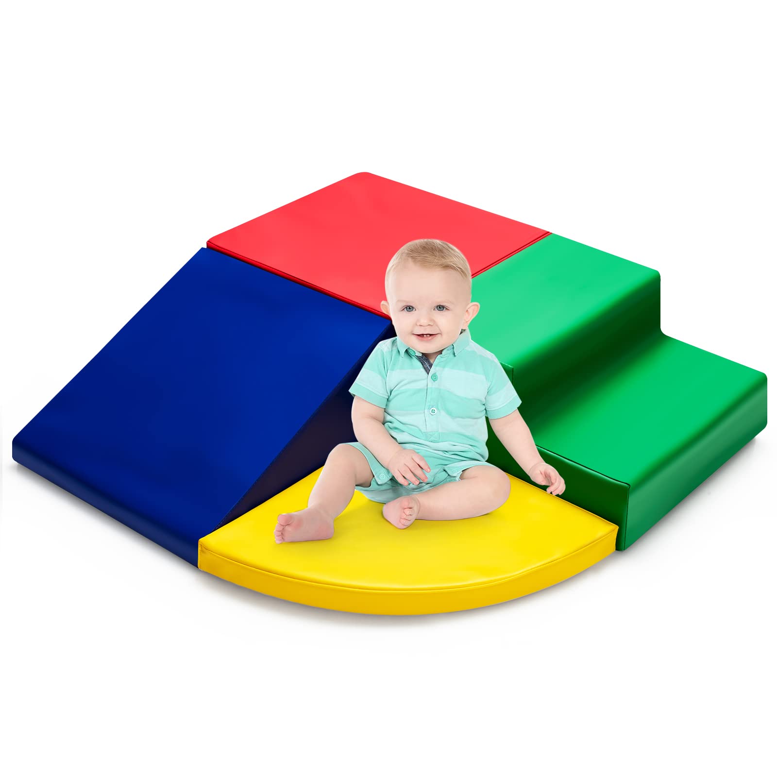 DREAMADE Kids Building Blocks Set with Stairs & Slide - Educational STEM Toys for Toddlers, Various Shapes & Colors - Perfect for Home Play & Kindergarten Learning Activities (Multicolor)