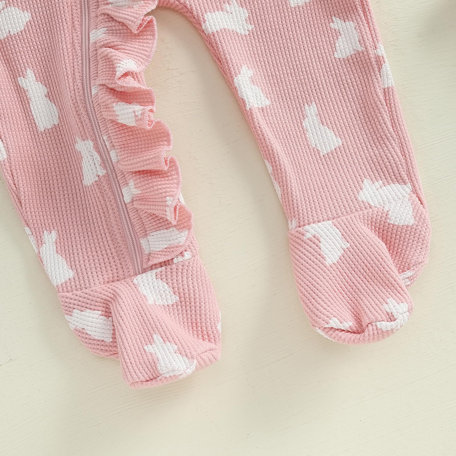 Valentine's Day Newborn Baby Girl Outfit - Heart Print Ruffle Romper Waffle Jumpsuit for Coming Home & Photo Shoots | Cute Valentine Gift for Infant Girls