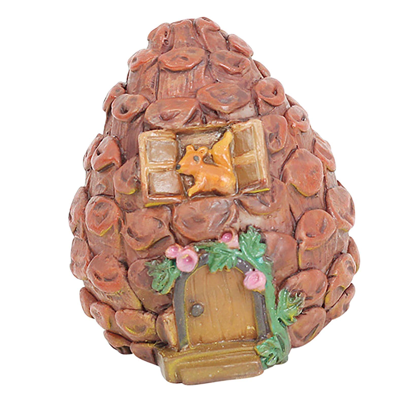 Fenteer Miniature Fairy Garden House Statue - Charming Pine Cone Cottage for Miniature Pots & Fairy Dollhouse Decor | Perfect for Fairy Gardens, Terrariums & Home Decoration