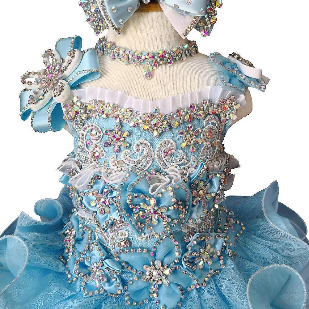 Handmade Beaded Baby Girl Pageant Dress - Toddler Princess Gown for Pageants, Photoshoots & Special Occasions