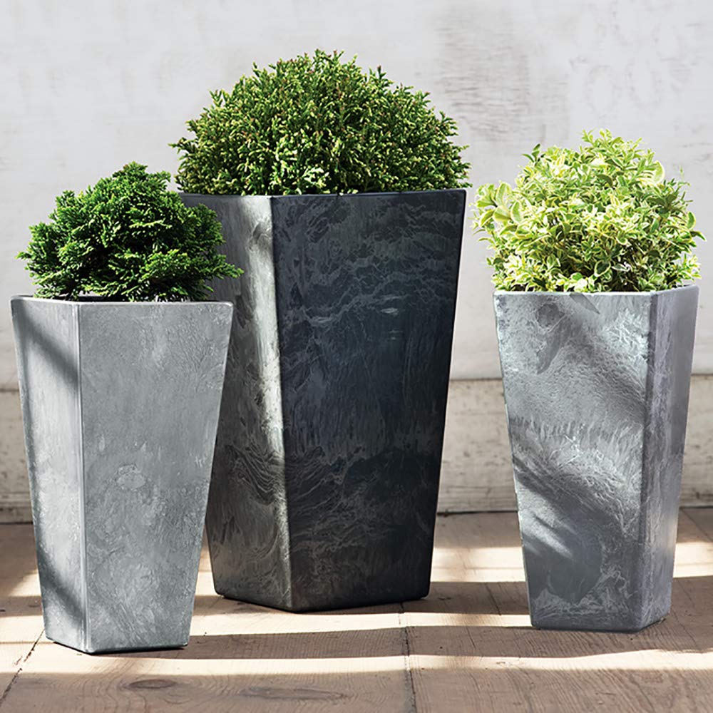 ArtStone 35270.01 Ella Tall Planter - 27.5 Inch Indoor/Outdoor Flower Pot - Modern Gray Cement Planter for Home, Garden, Patio & Office Decor