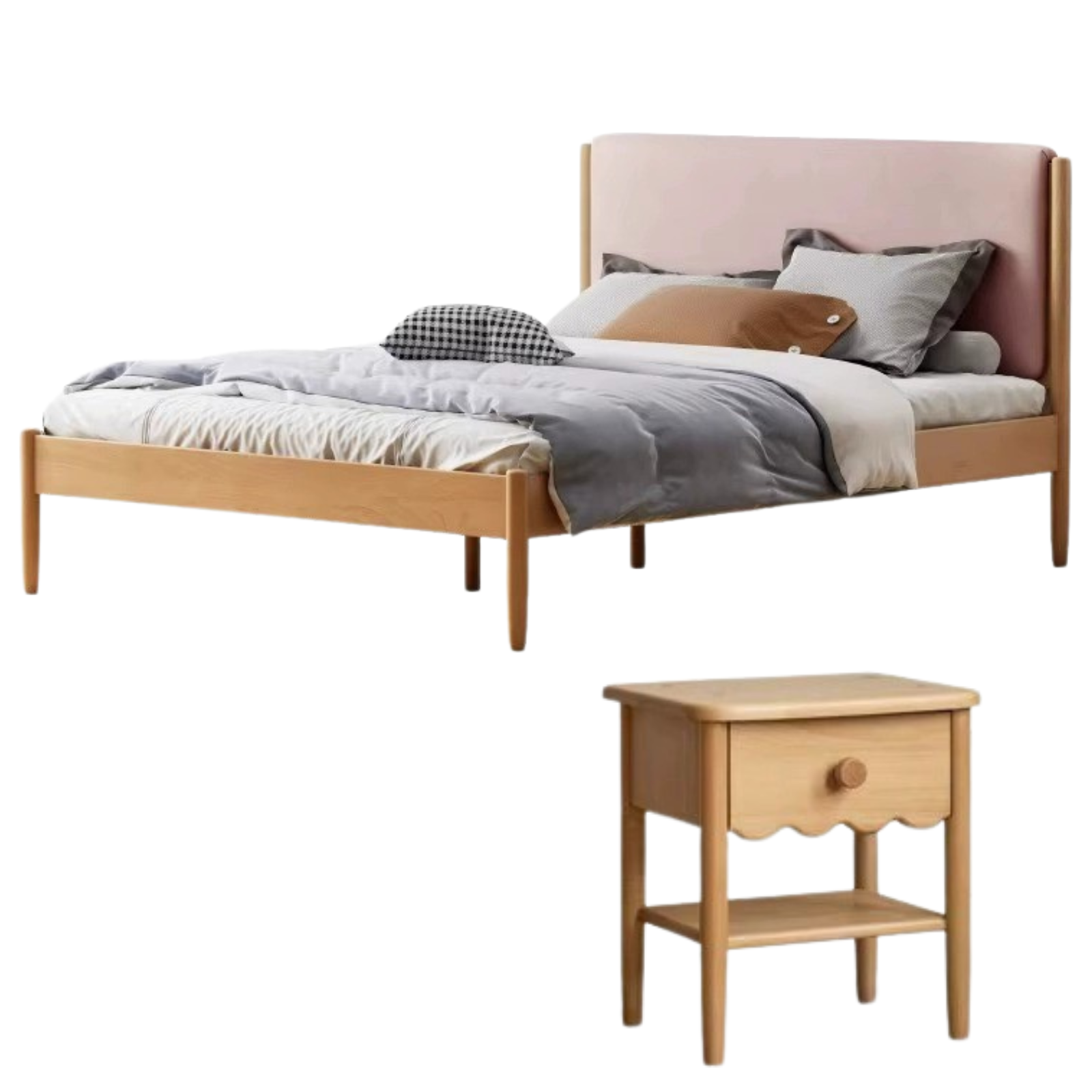 Solid Wood Kids Bed - Beech or Oak Frame - Soft Single Bed for Toddlers & Children - Perfect for Bedrooms, Daycare, or Guest Rooms