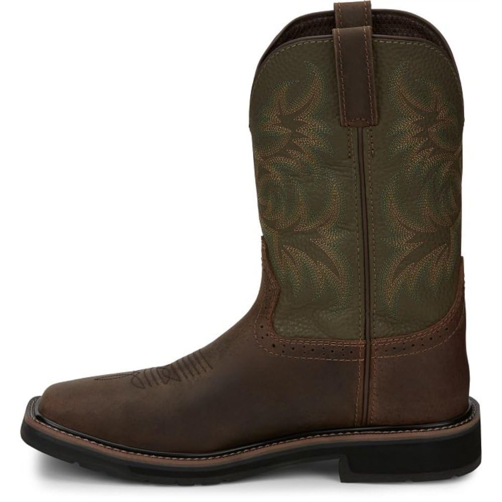 Justin Men's Stampede Driller Steel Toe Work Boots - Durable Safety Shoes for Construction, Warehouse & Outdoor Work