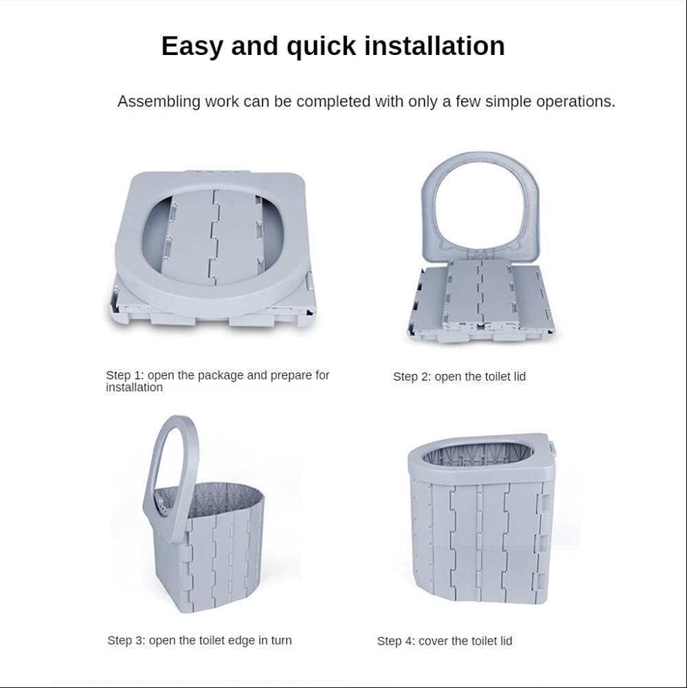 Portable Folding Toilet for Camping, Travel & Hiking - Lightweight Plastic Commode with Bucket for Outdoor, Boat & Beach Use - Ideal for Long Trips & Emergency Situations