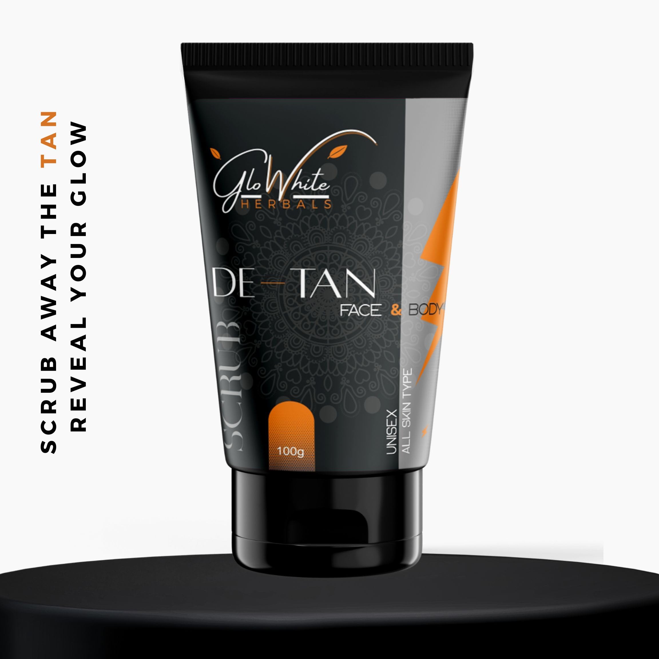GloWhite Herbals Deep Exfoliating De-Tan Face Scrub for Blackheads & Tan Removal - Brightening Facial Cleanser with Micro Peeling Beads to Even Skin Tone, Reduce Dark Spots & Control Oil | Perfect for Daily Skincare Routine & Post-Sun Care