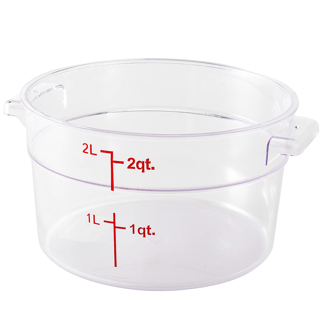 Restaurantware Met Lux 2 Quart (64 oz) Clear Plastic Food Storage Containers - 10 Pack Round Commercial Food Prep Containers with Volume Markers, Lids Sold Separately - Perfect for Restaurant, Catering, Meal Prep & Bulk Food Storage