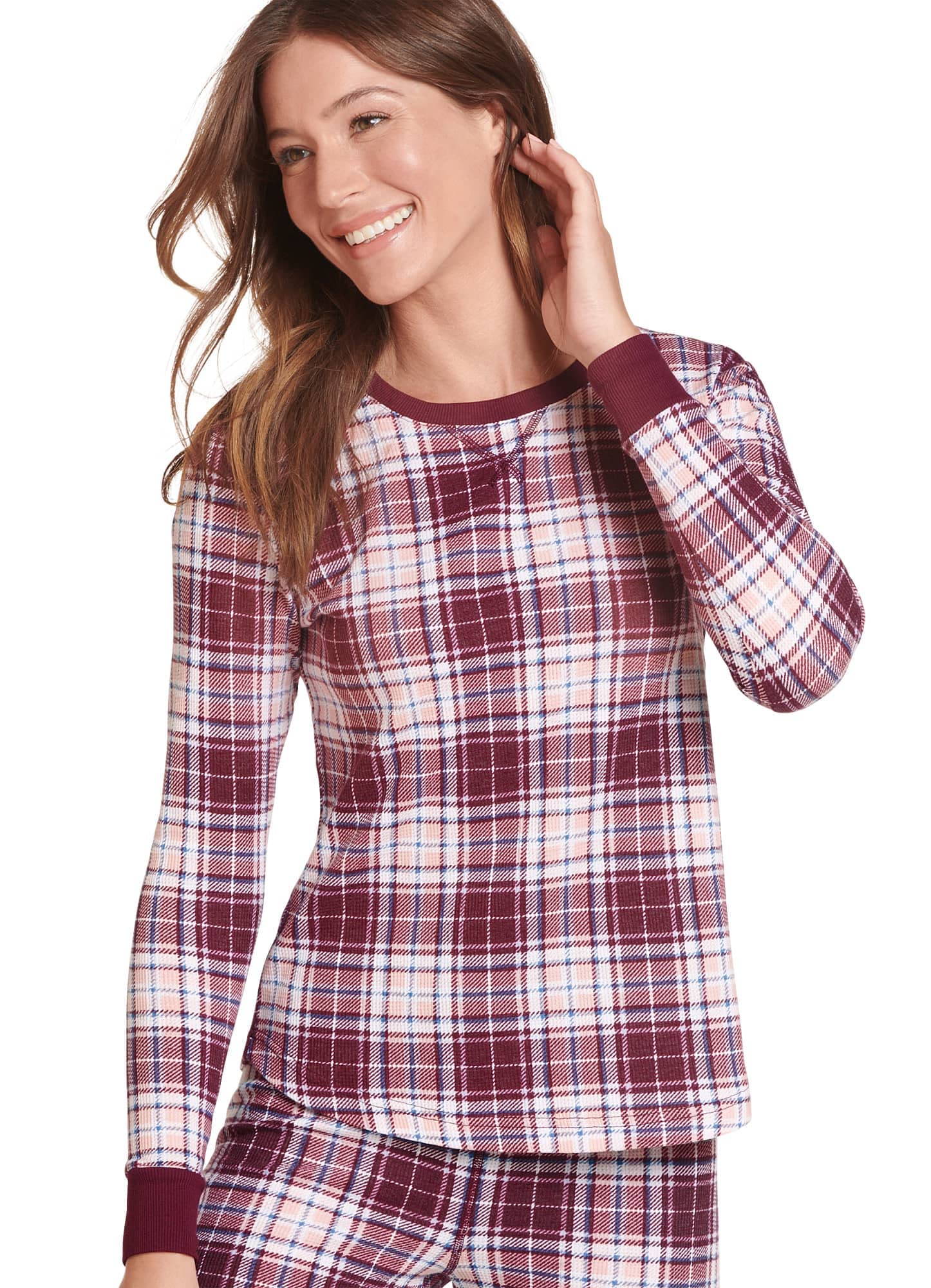Jockey Women's Long Sleeve Waffle Crew Loungewear - Soft & Comfortable Casual Wear for Relaxing at Home, Yoga & Sleepwear