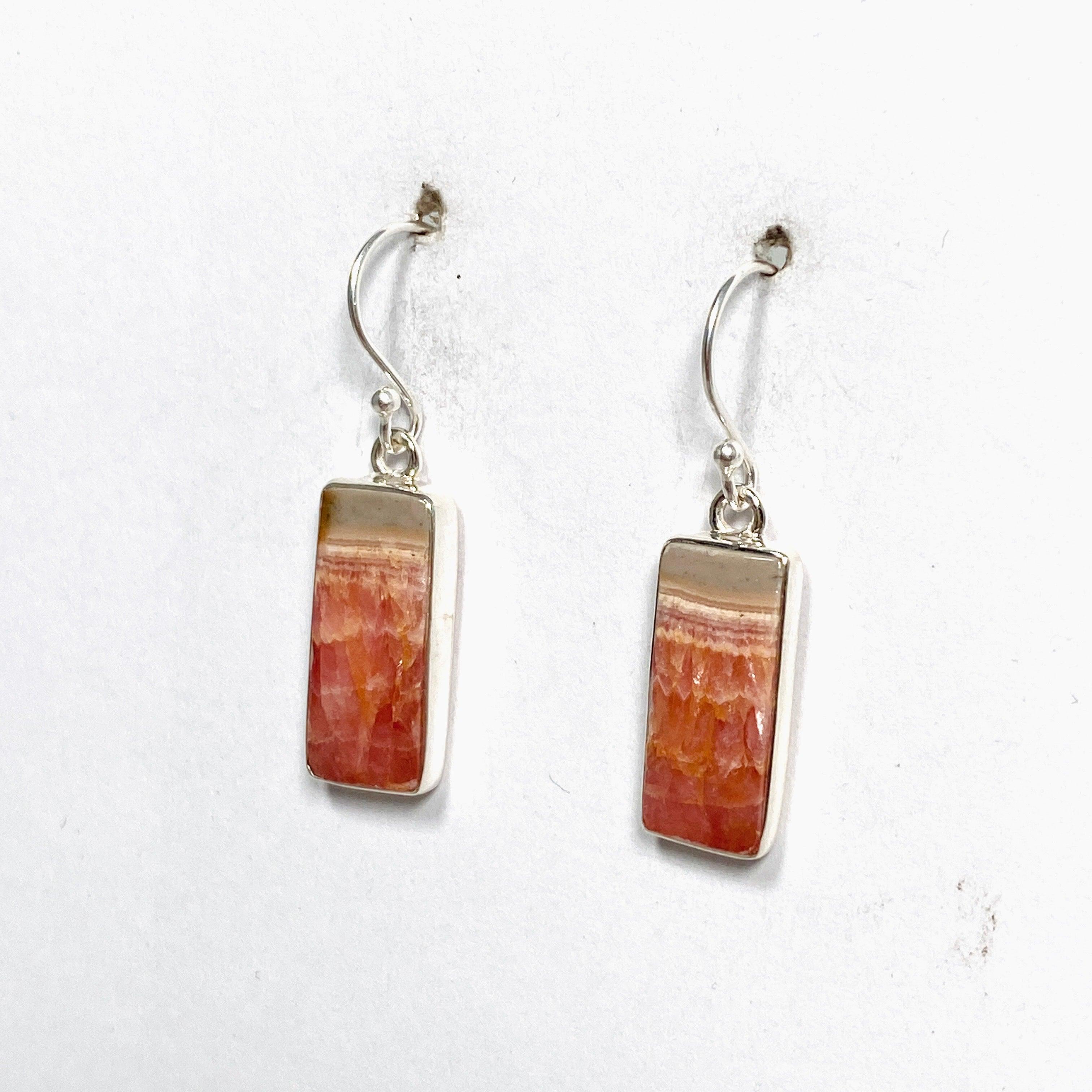 Rhodochrosite Rectangular Earrings KEGJ1456 - Elegant Gemstone Jewelry for Women | Perfect for Parties, Weddings & Special Occasions