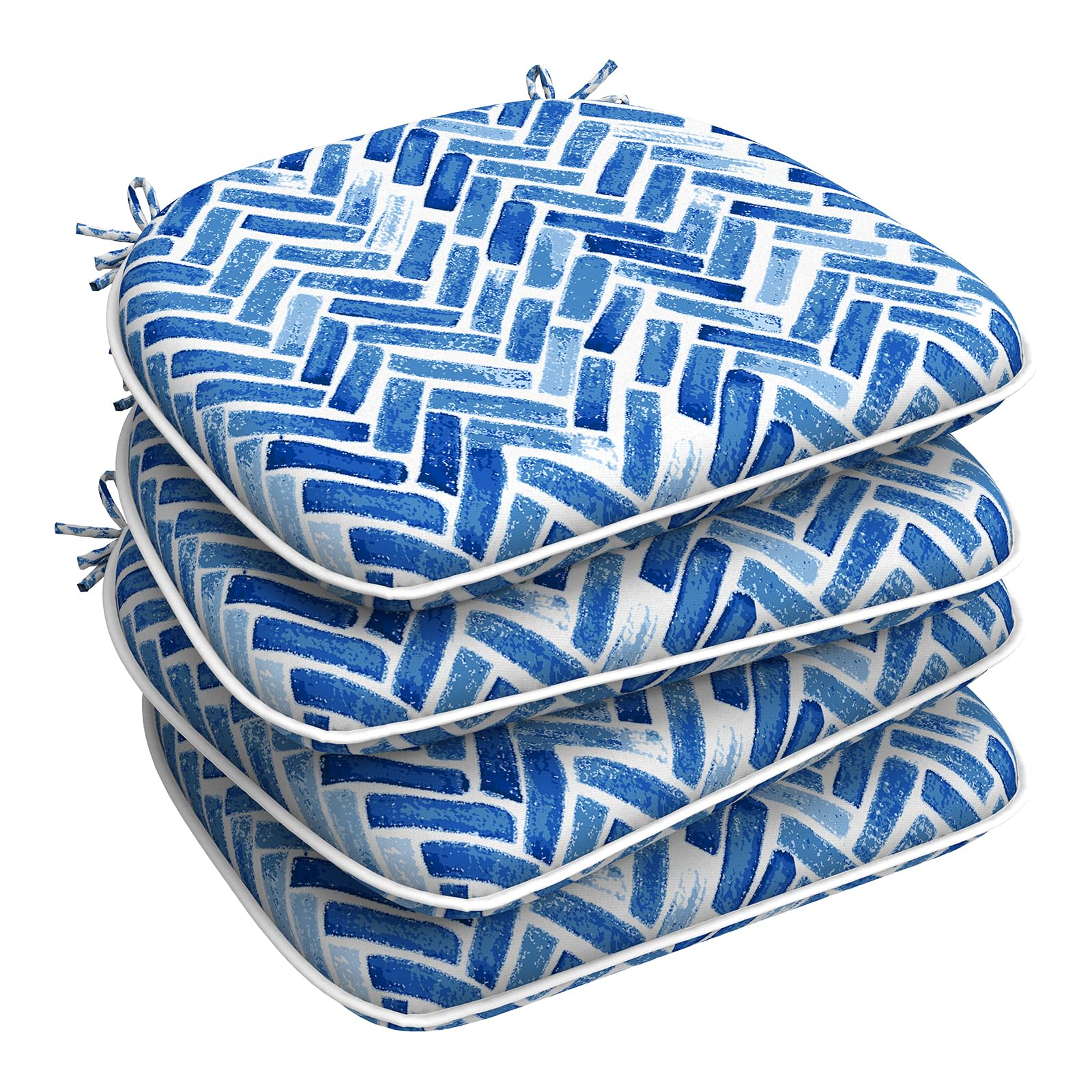 LVTXIII 4-Pack Blue Bricks Indoor/Outdoor Chair Cushions with Ties - 16x17 Inch Patio Seat Pads for Garden, Home & Office Furniture - Weather-Resistant & Comfortable for Lounging, Dining & Relaxing