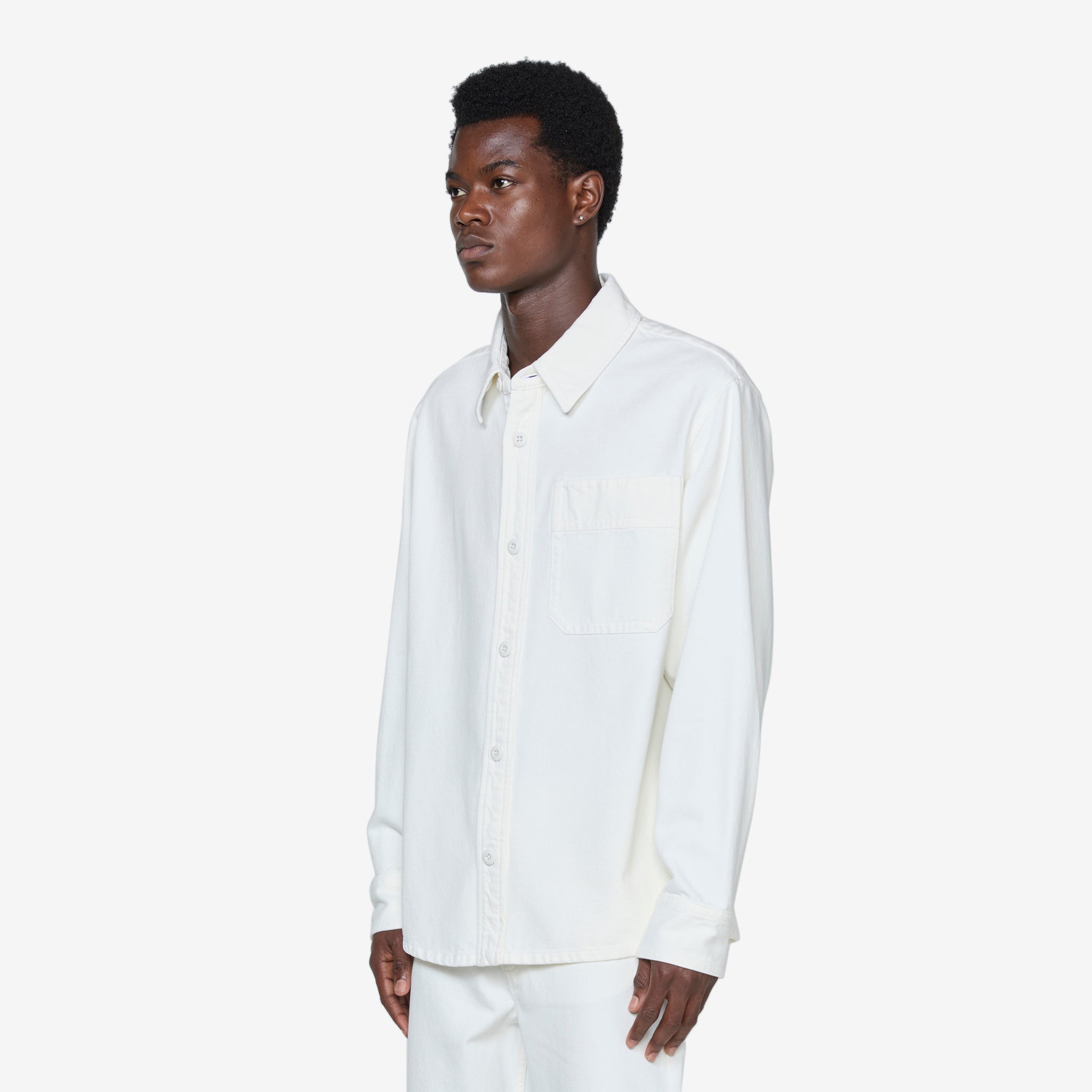 Embroidered Basile Overshirt in Eggshell White - Stylish Layering Piece for Men's Casual Outfits & Streetwear Fashion
