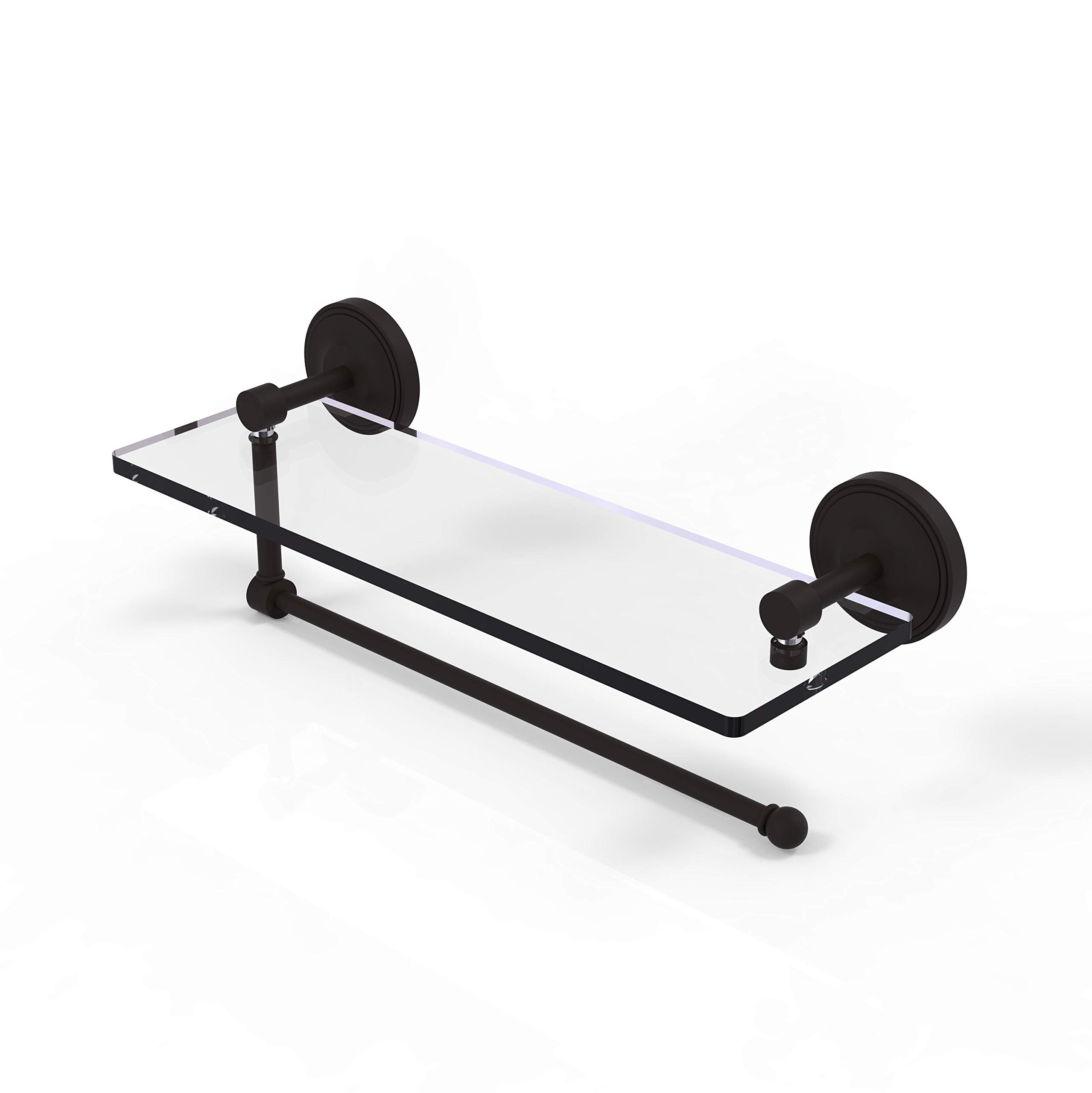 Allied Brass Prestige Regal Collection 16 Inch Glass Shelf Paper Towel Holder in Oil Rubbed Bronze - Stylish Kitchen & Bathroom Organizer for Towels, Sponges & Toiletries