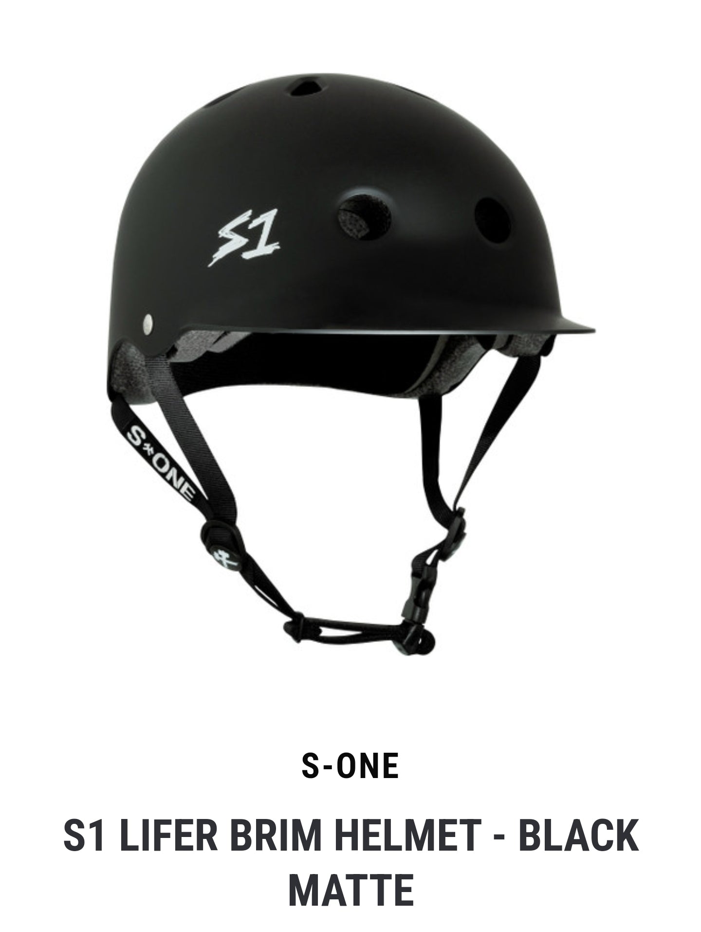 S1 Lifer BRIM Skateboard Helmet - Matte Black XL - Certified Safety Gear for Skateboarding, Scooter & BMX Riding - Perfect for Street Skating & Park Sessions