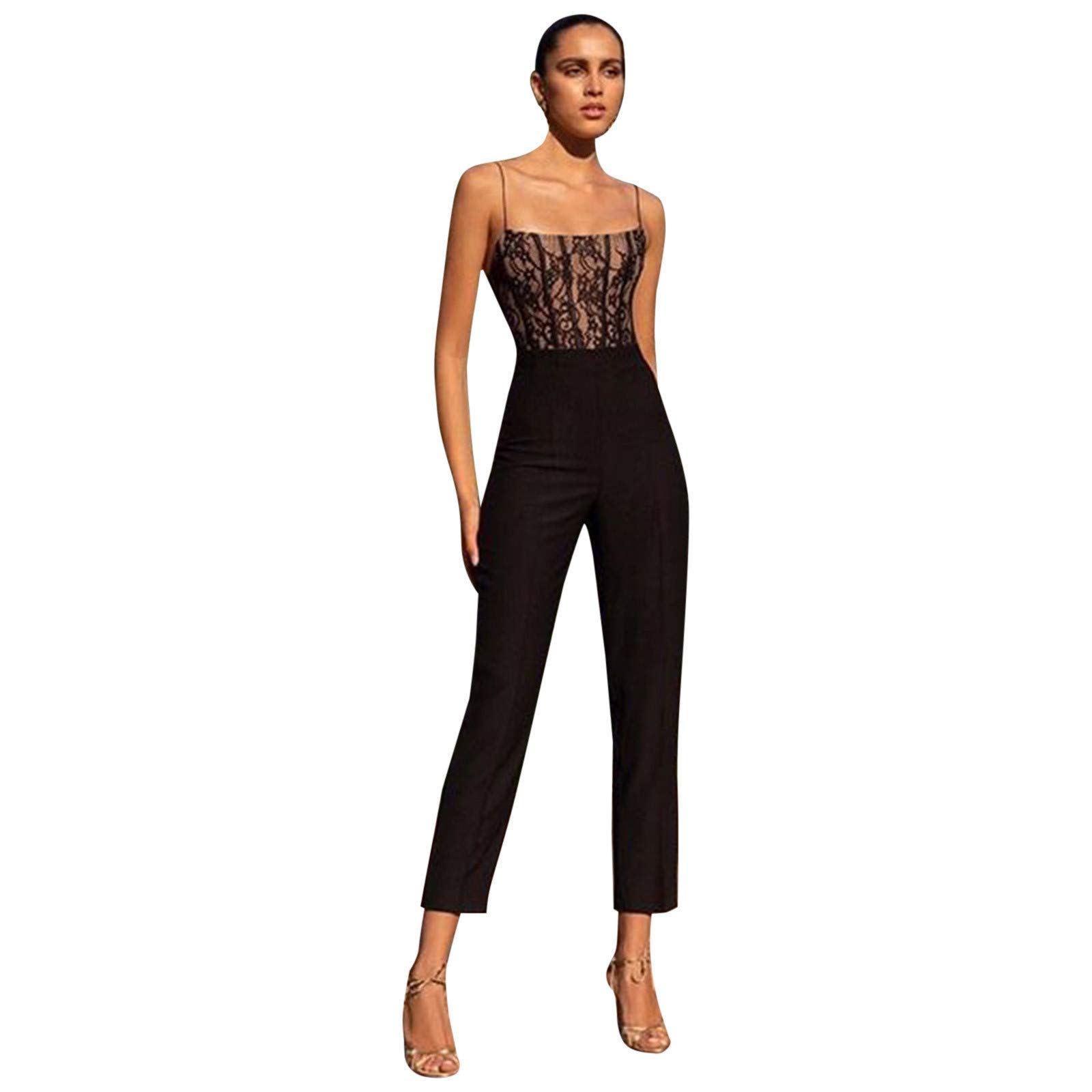 Sexy Sleeveless Lace Jumpsuit for Women - Elegant Sling Evening Party Dress | Perfect for Cocktail Parties, Date Nights & Special Occasions