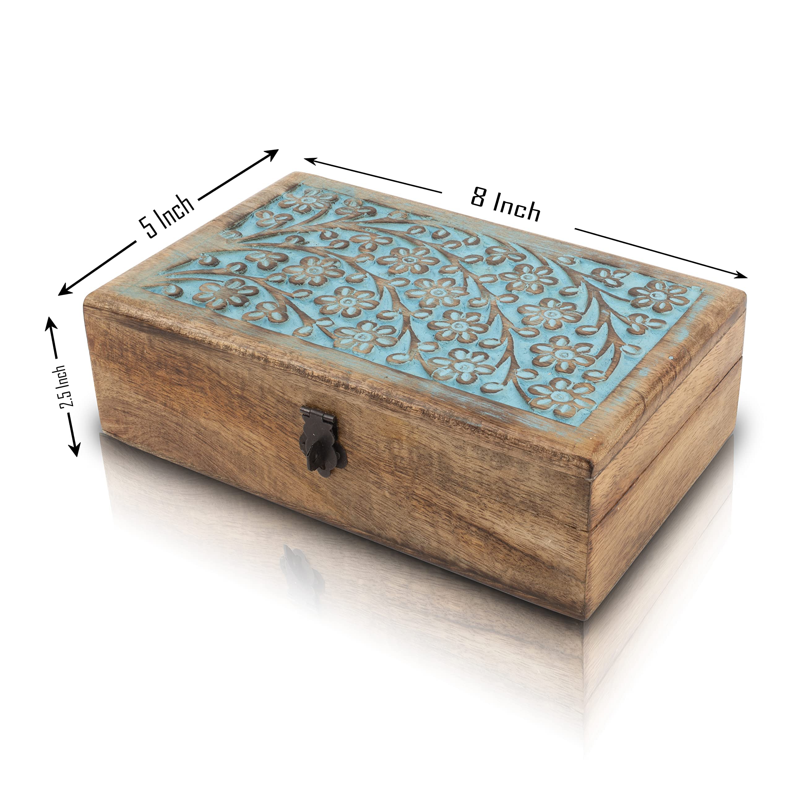 Handmade Wooden Jewelry Box with Lock & Key - Jewelry Organizer, Keepsake Box, Watch Storage - Perfect Birthday, Housewarming Gift for Women - Great for Travel, Home Decor, and Special Occasions