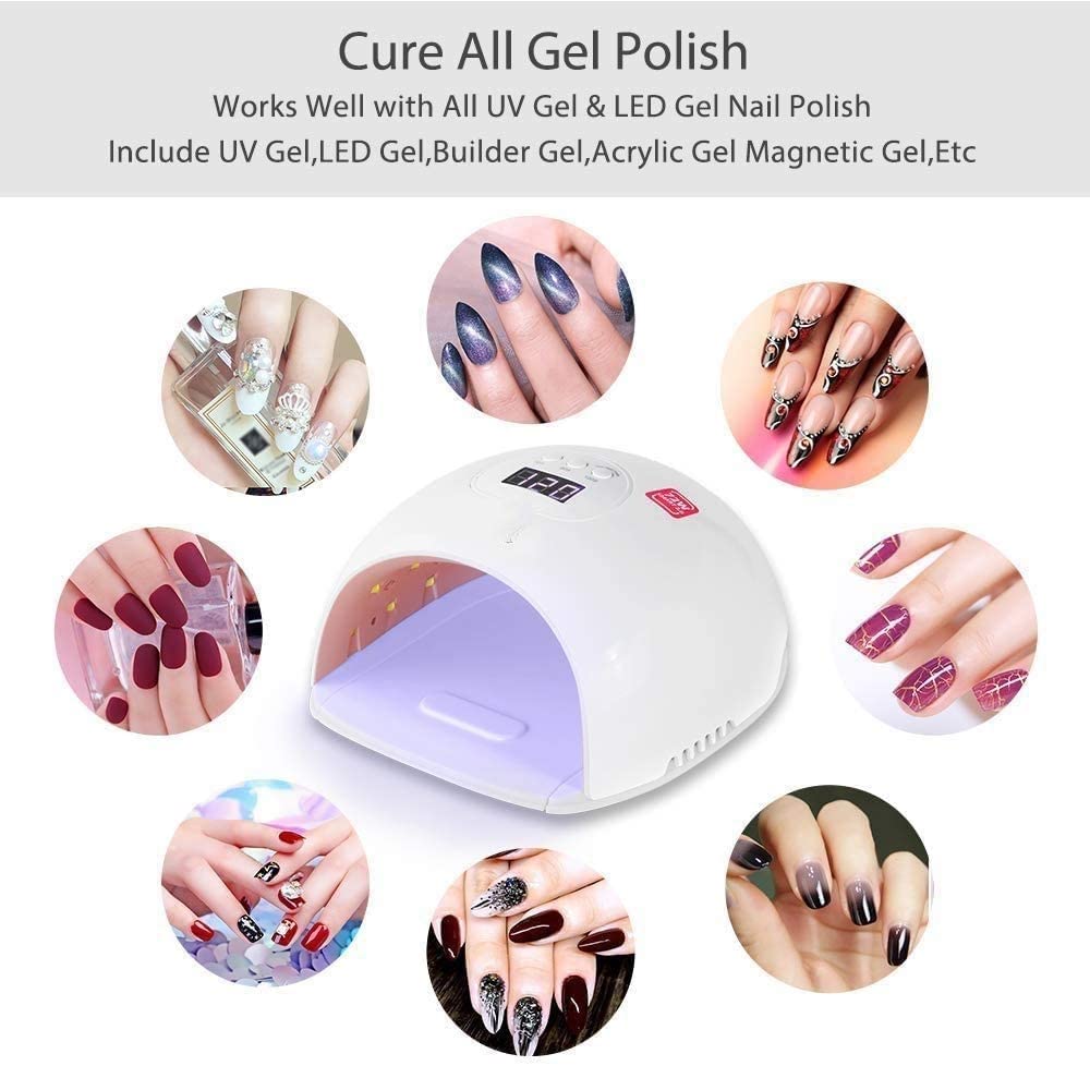 72W Professional UV LED Nail Lamp for Gel Polish - 36 LED Nail Dryer with 3 Timer Settings, Pink Manicure Light for Women & Girls | Perfect for Home Salon, Valentine's Gift & Nail Art Enthusiasts