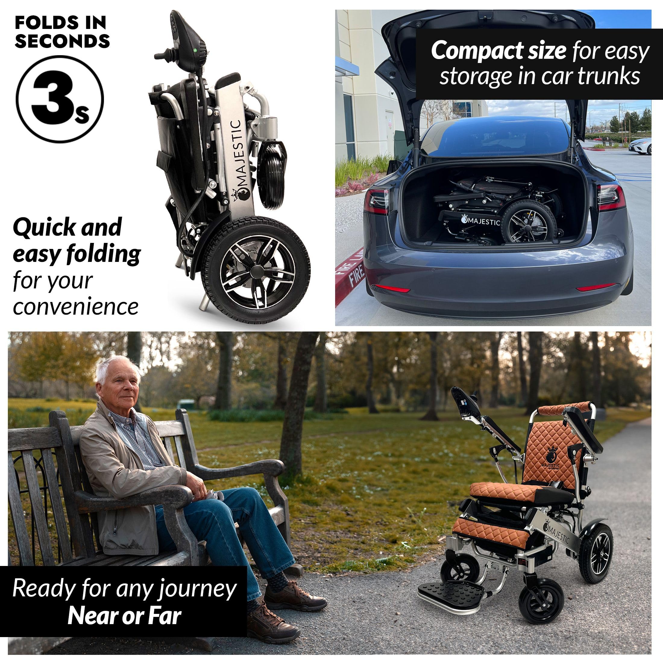 Foldable Lightweight Electric Wheelchair for Adults & Seniors - Portable Motorized Power Chair with Durable Ultra-Light Frame | Indoor & Outdoor Mobility, Travel, Shopping, Home Use