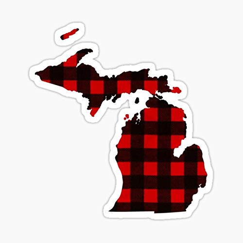 Michigan State Red Black Plaid Sticker - Premium Vinyl Decal for Cars, Trucks, Laptops, Windows & Walls - Durable Waterproof Sticker for Outdoor & Indoor Use - Perfect for Michigan Fans, Home Decor, and Vehicle Customization