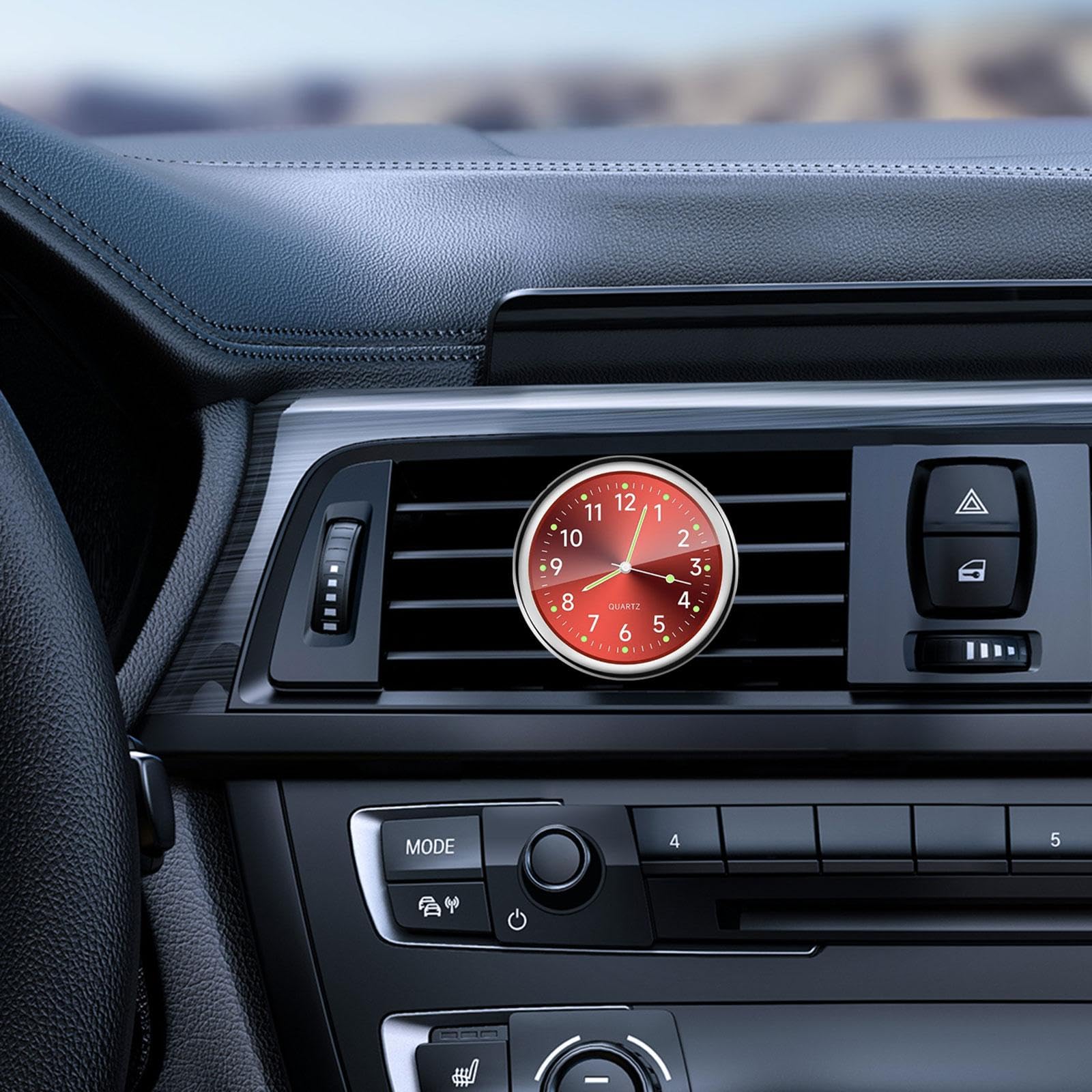 Luminous Car Vent Clock - 4cmx0.8cm Red Dashboard Clock for Automotive Decor, Night Driving & Vehicle Accessories | Perfect for Road Trips, Commuting & Gift Giving
