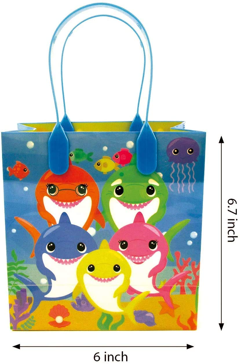Shark Birthday Party Favors Set of 108 pcs - 12 Treat Bags, 24 Kids Stamps, 12 Sticker Sheets, 12 Coloring Books, 48 Crayons - Perfect for Shark-Themed Birthday Parties, Classroom Rewards & Kids' Goodie Bags